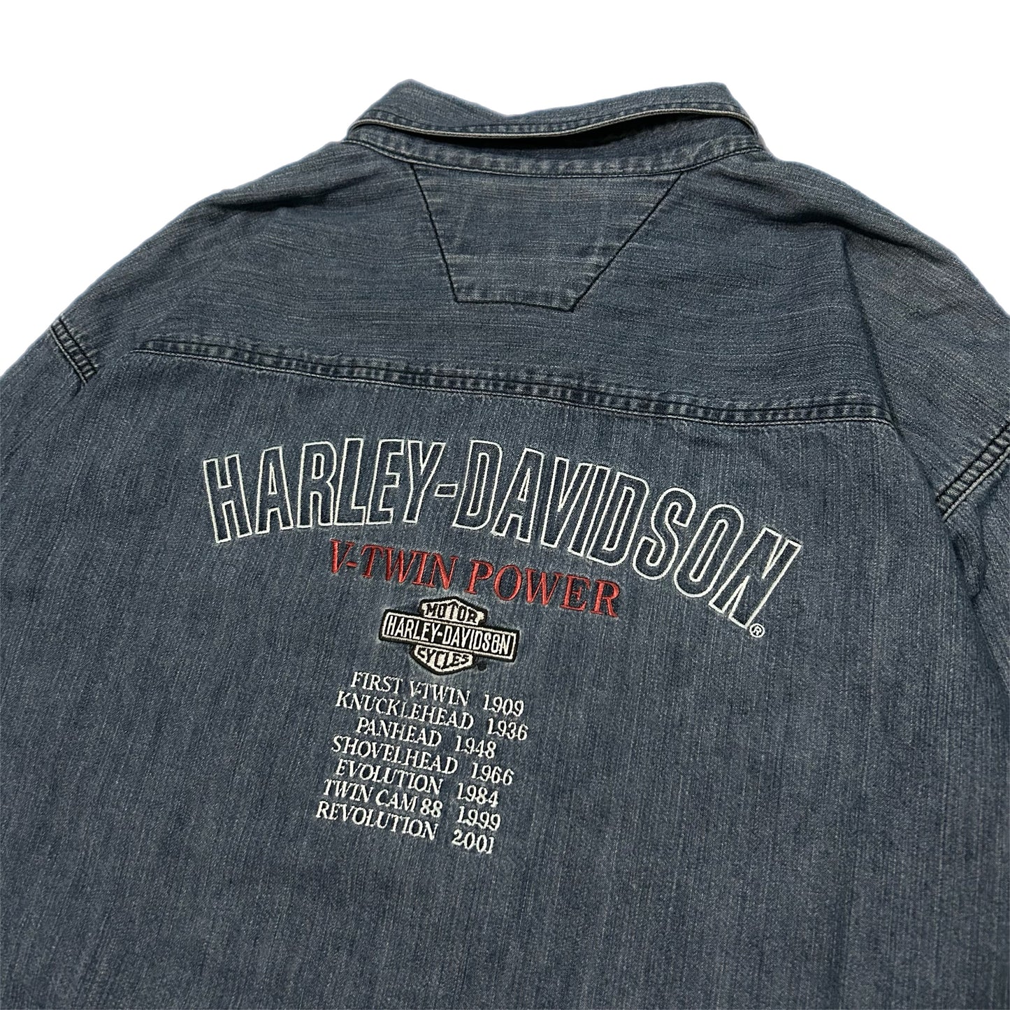 (XXL) Vintage Harley Davidson Denim Button-Up