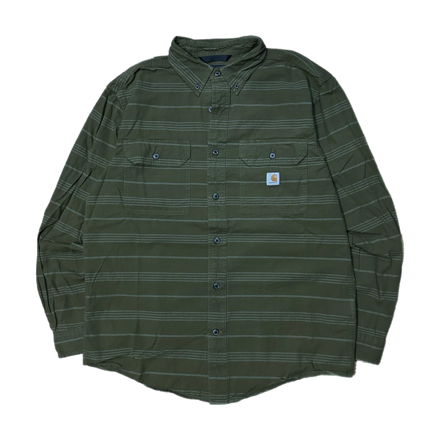 (M) Carhartt Loose Fit Olive Plaid Button-Up