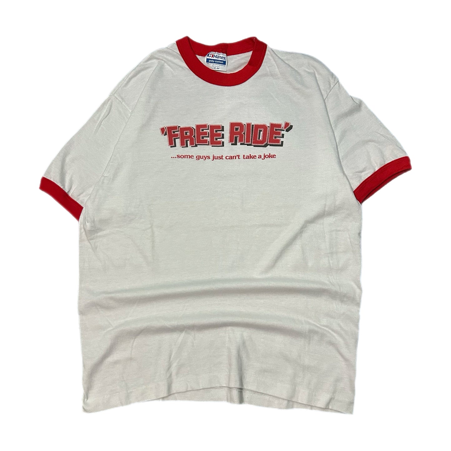 (L) 90s Womens "Free Ride" White Shirt
