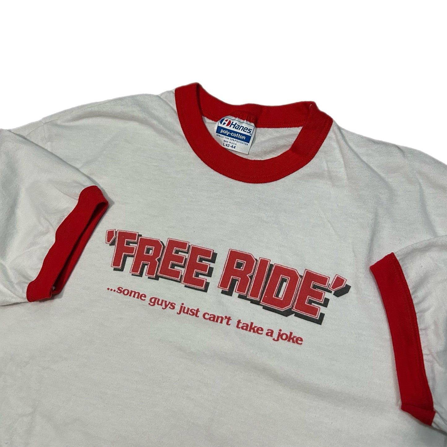 (L) 90s Womens "Free Ride" White Shirt