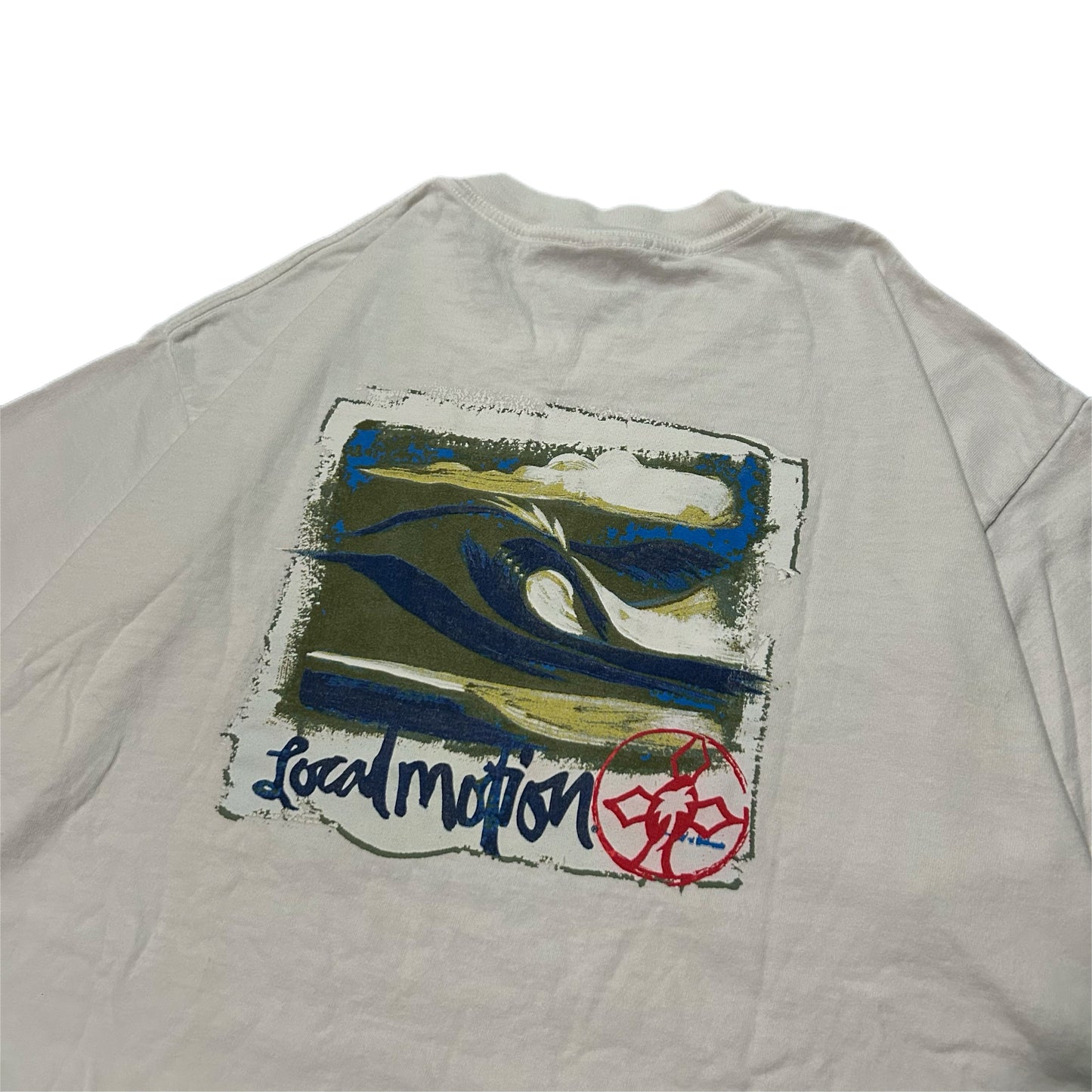 (L) Vintage Local Motion Surfboards White Shirt