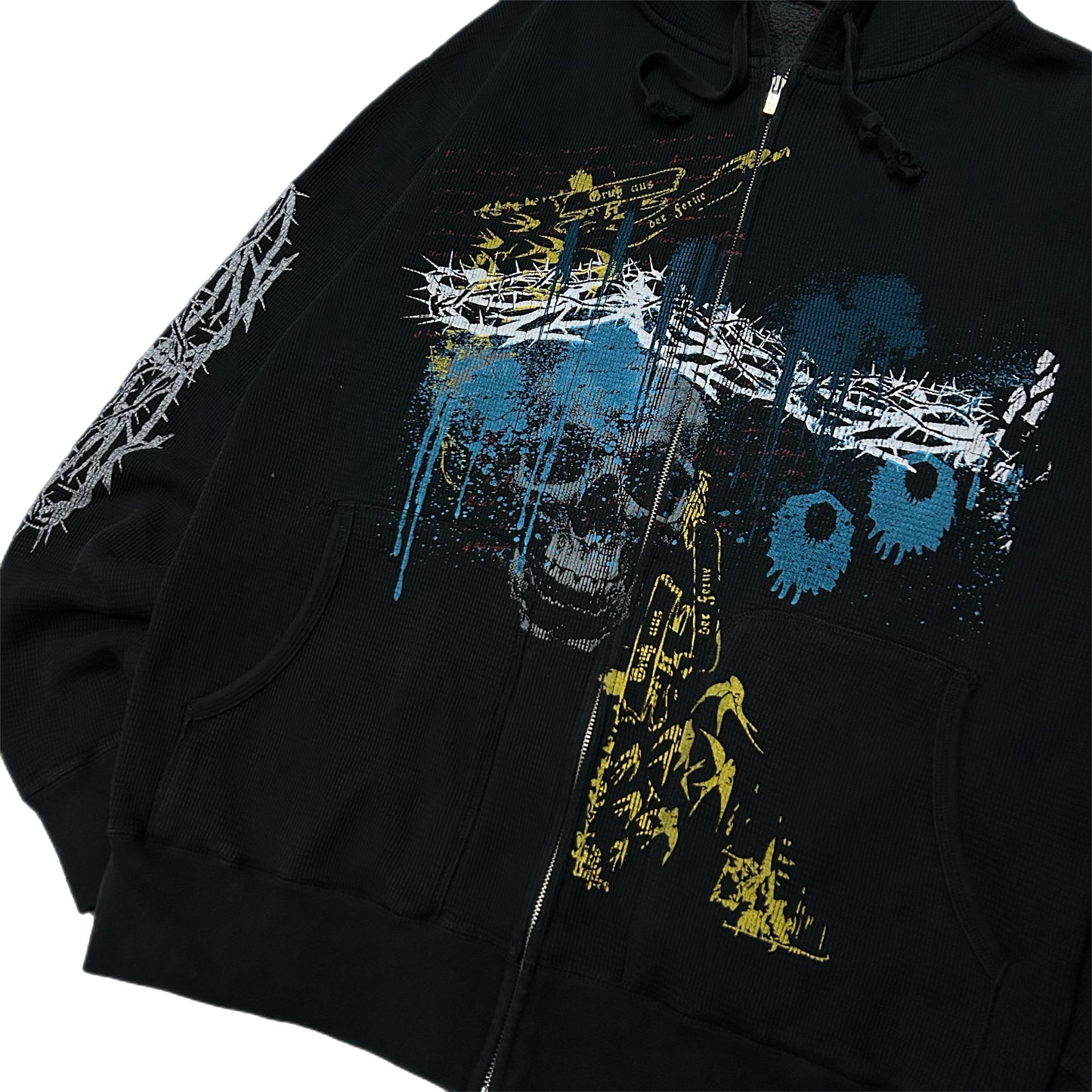 (L) Y2K Affliction Type Thermal Fleece Hoodie