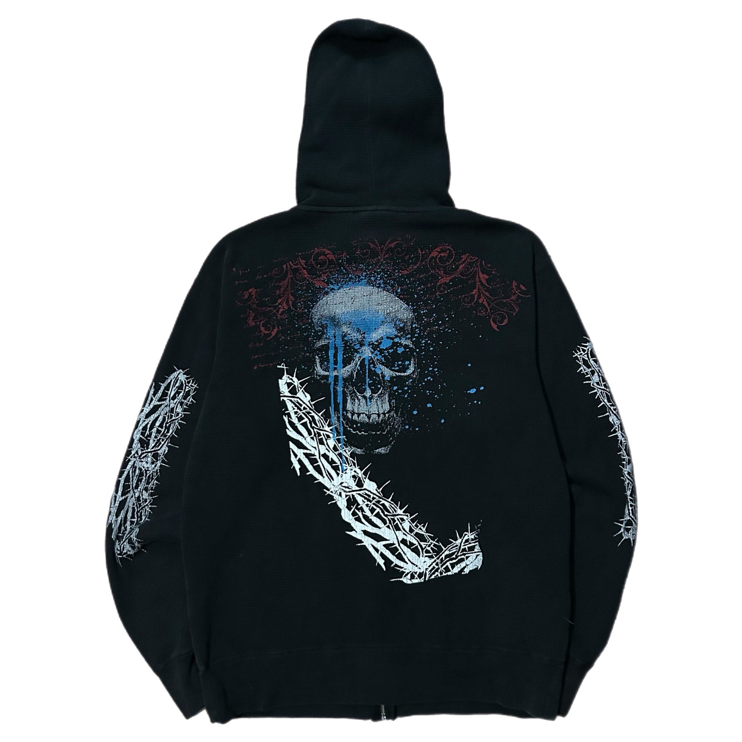 (L) Y2K Affliction Type Thermal Fleece Hoodie