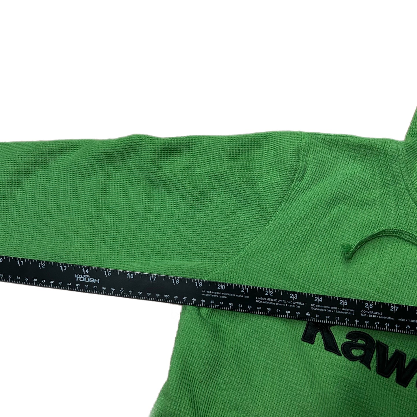 (XL) Y2K Kawasaki Thermal Waffleknit Green Zip-Up Hoodie