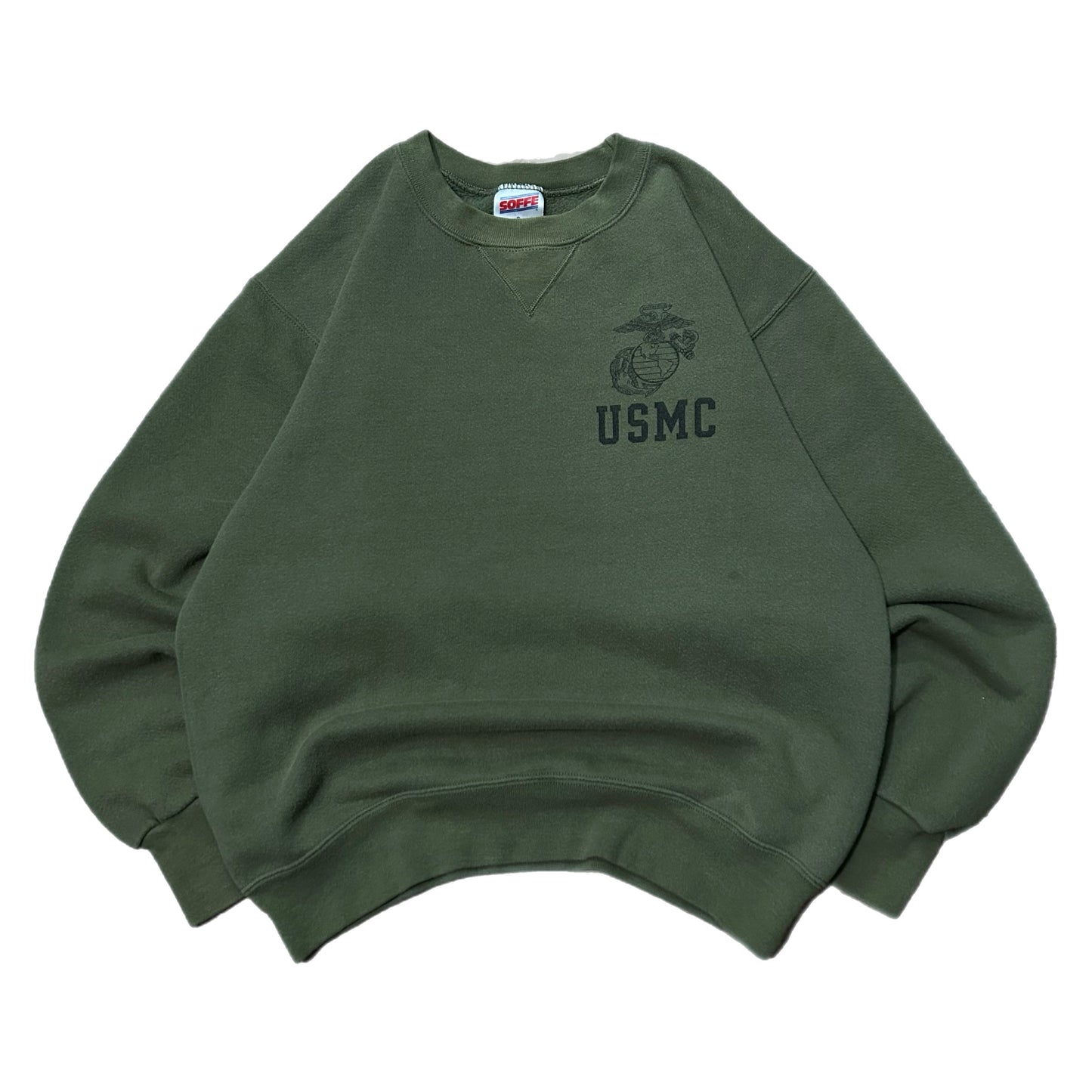 (S) Vintage USMC Marines Olive Green Crewneck