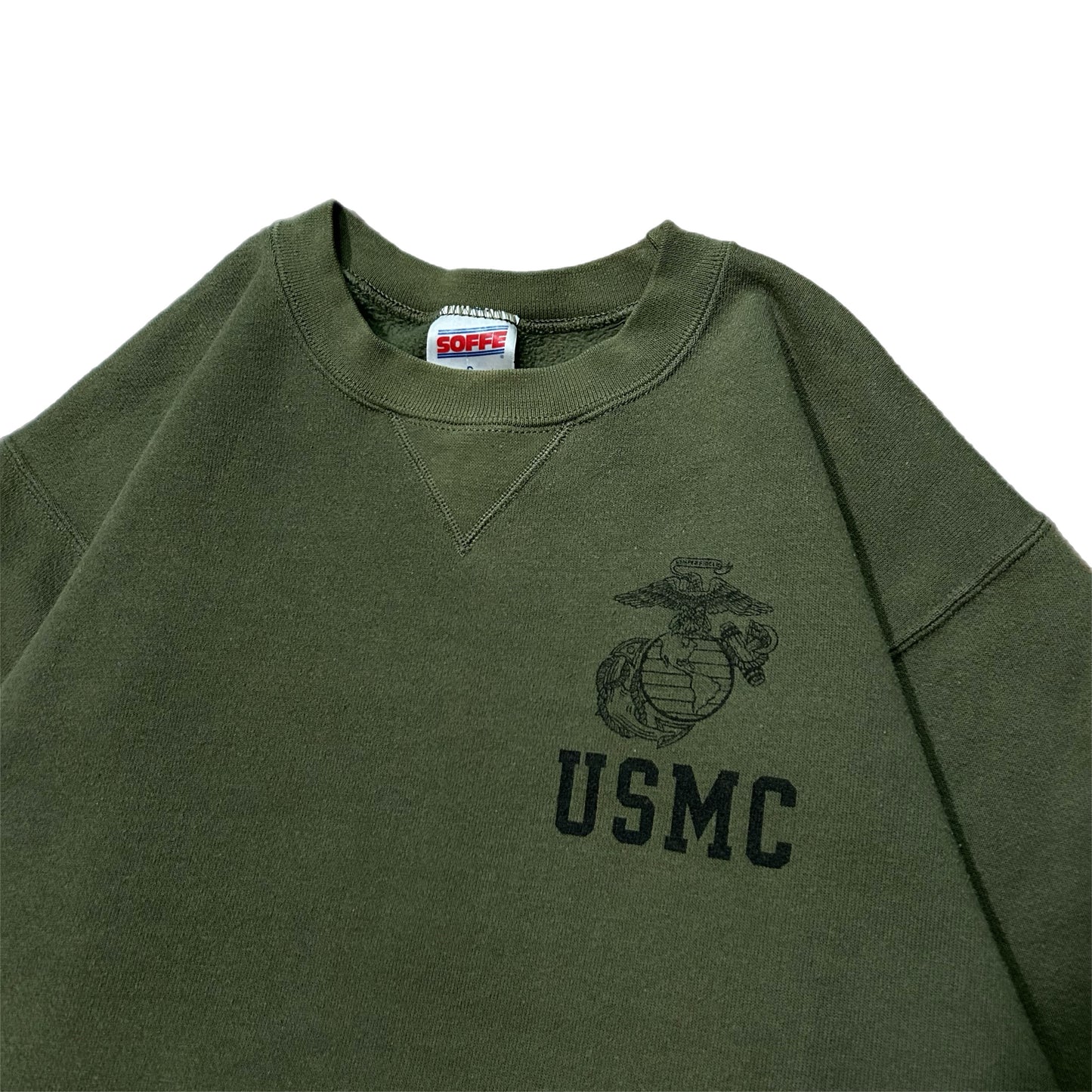 (S) Vintage USMC Marines Olive Green Crewneck