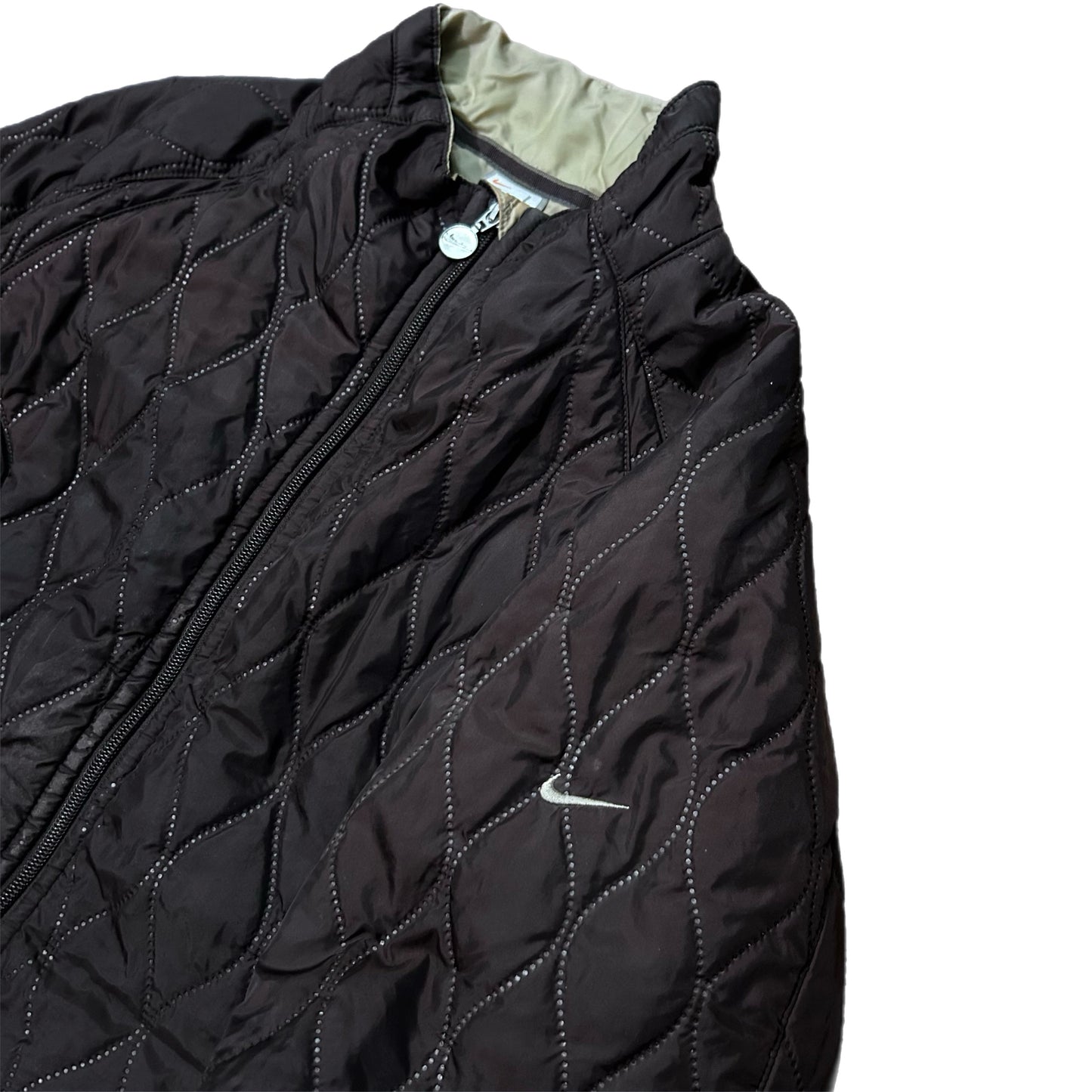 (L) Y2K Womens Nike Brown Insulated Quilted Jacket