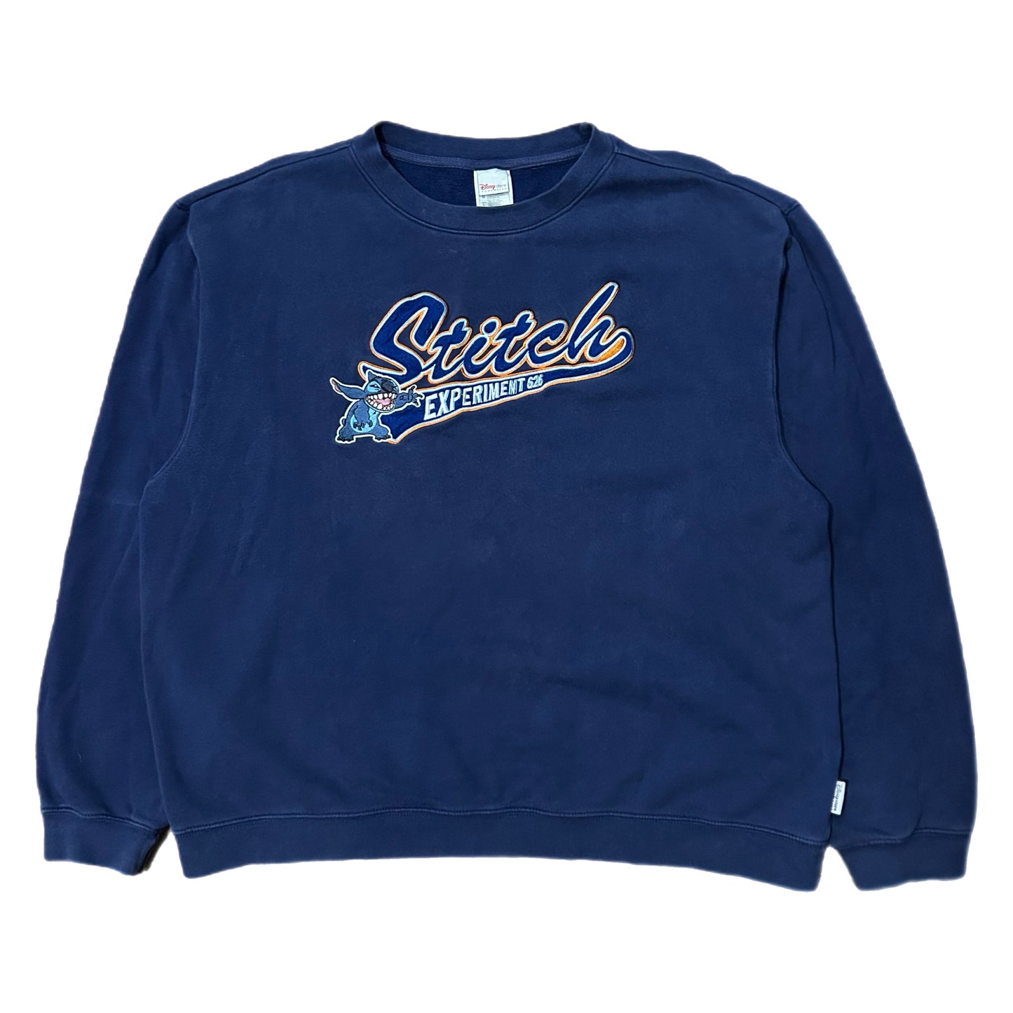 (L) Vintage Disney 'Stitch Experience' Embroidered Navy Blue Crewneck