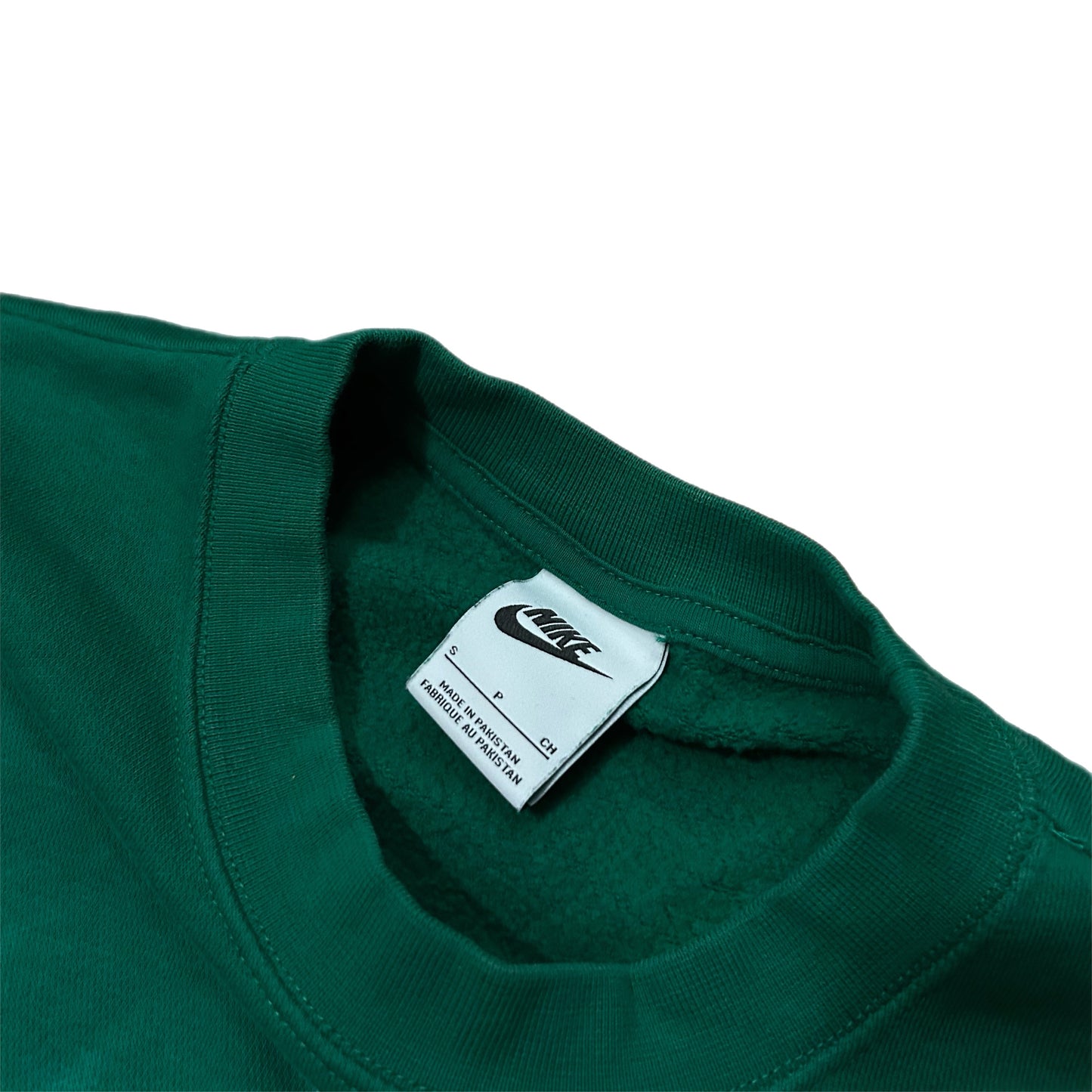 (S) Nike Womens Center Swoosh Green Cropped Crewneck
