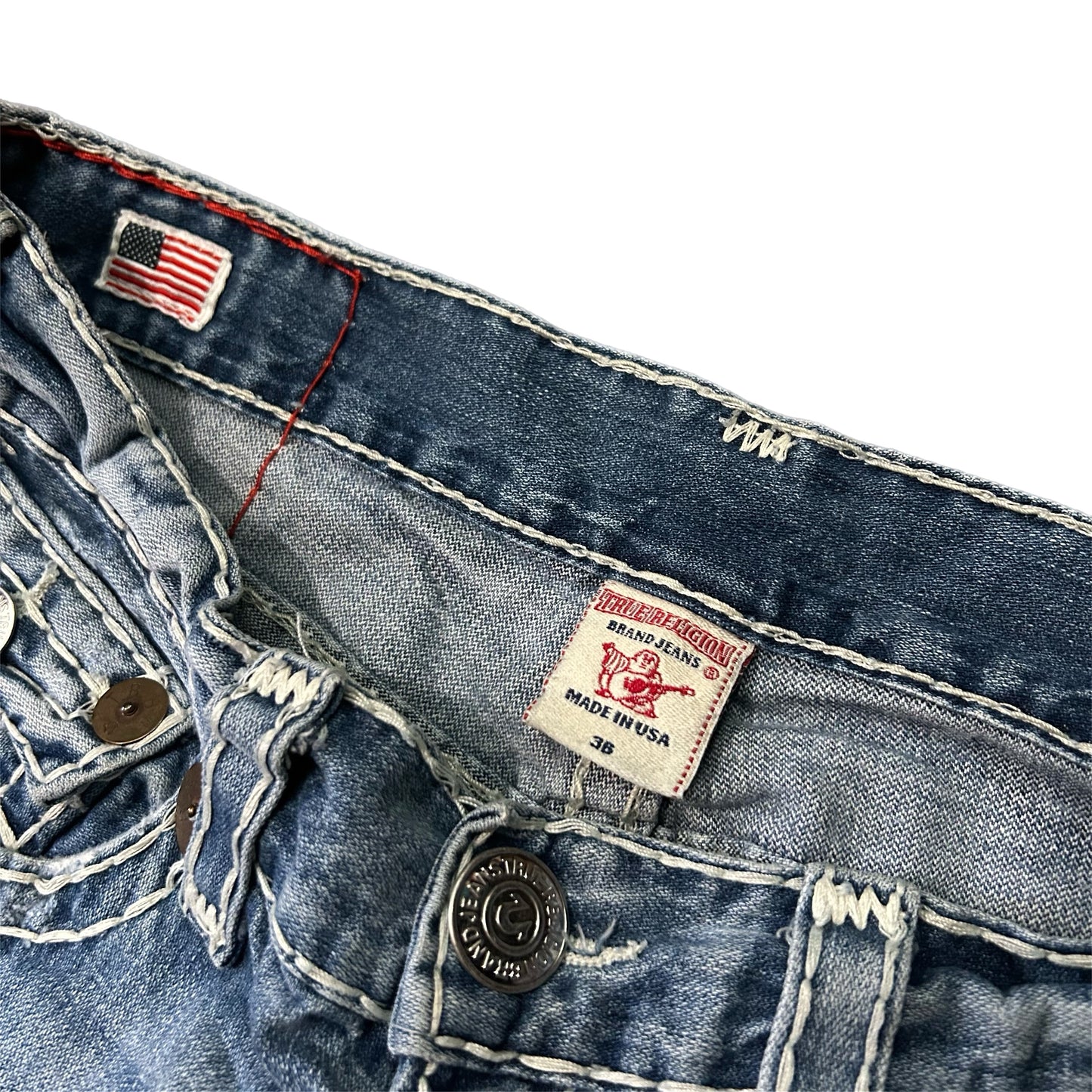 (36) Y2K True Religion Denim Cut-Off Shorts