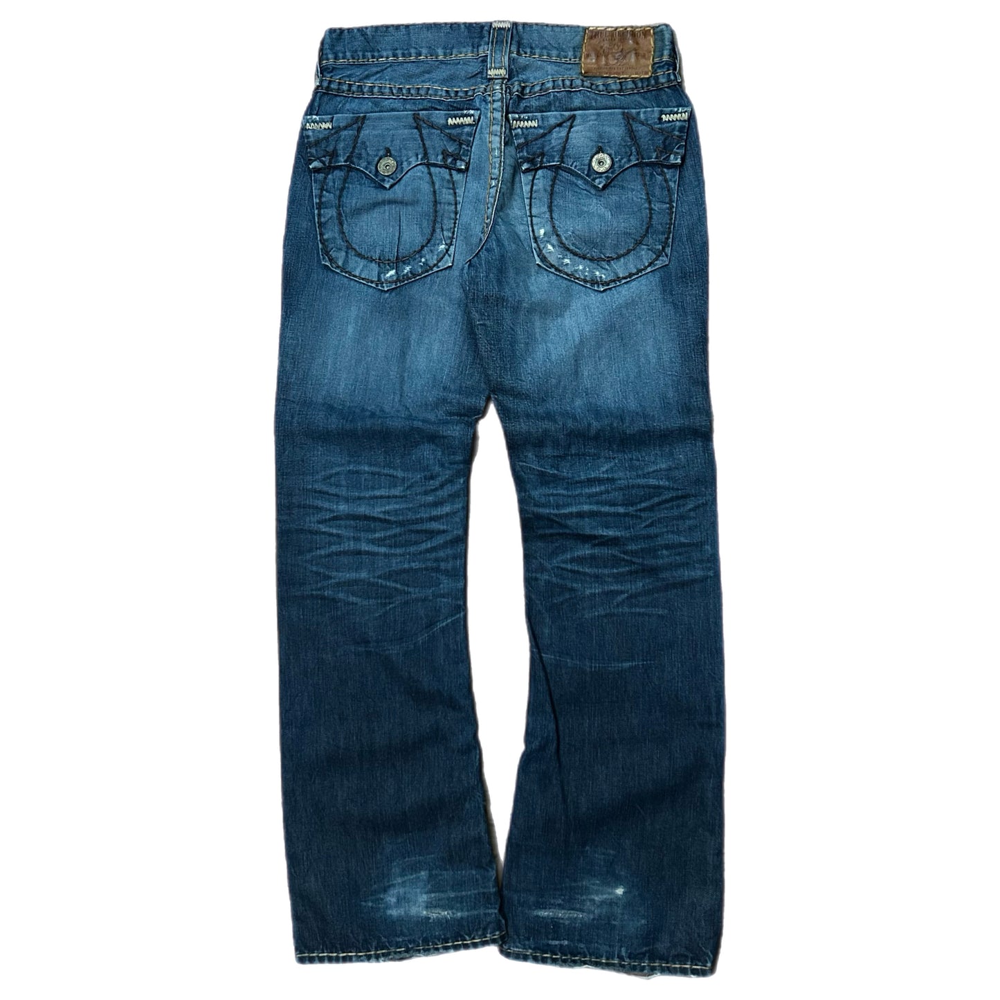 (33) Y2K True Religion Black Stitch Boot Cut Jeans
