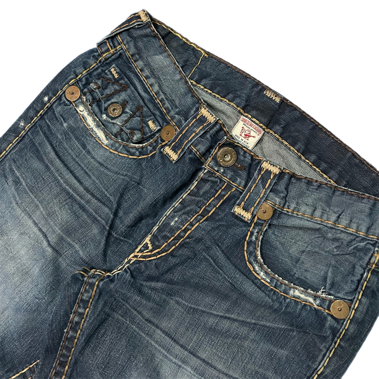 (33) Y2K True Religion Black Stitch Boot Cut Jeans