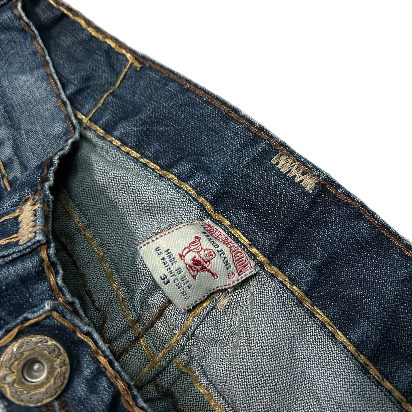 (33) Y2K True Religion Black Stitch Boot Cut Jeans