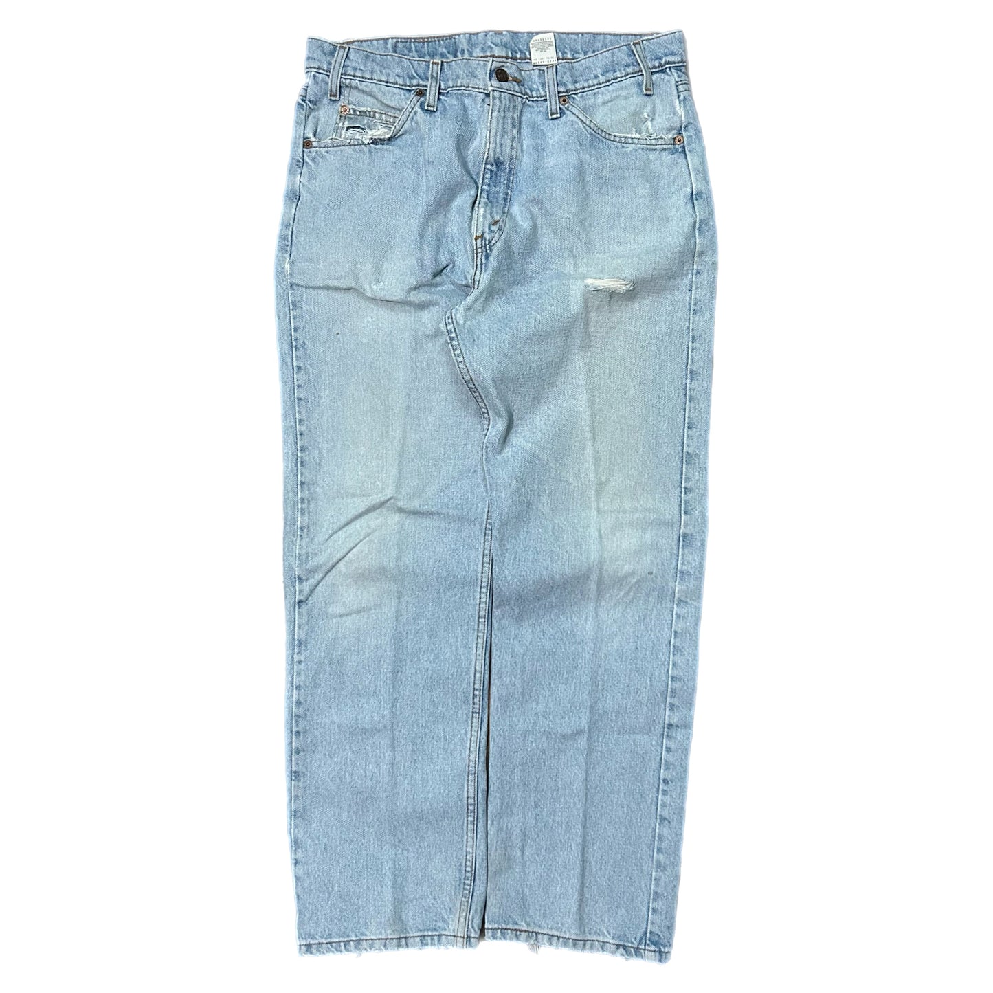 (36) 1990s Levi 505 Orange Tab Light Wash Denim