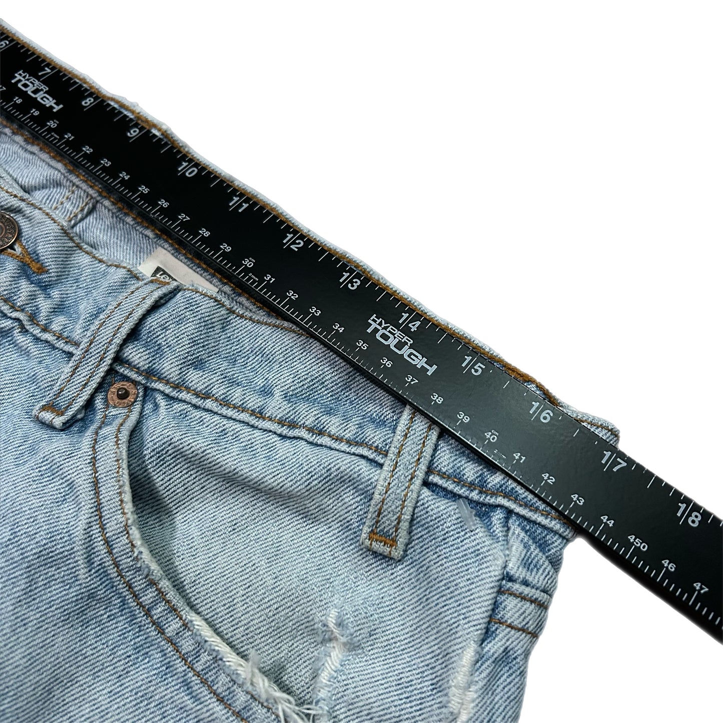 (36) 1990s Levi 505 Orange Tab Light Wash Denim