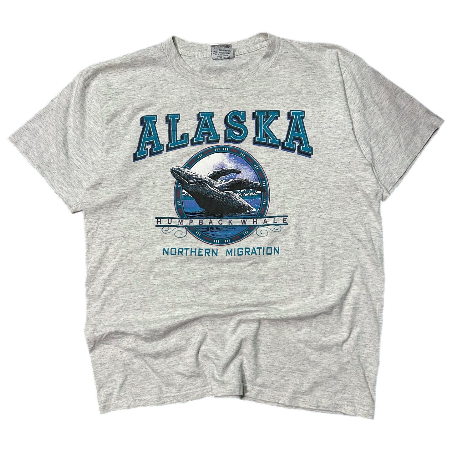 (XL) Vintage 90s Single Stitch Alaska Humpback Whale Grey Shirt