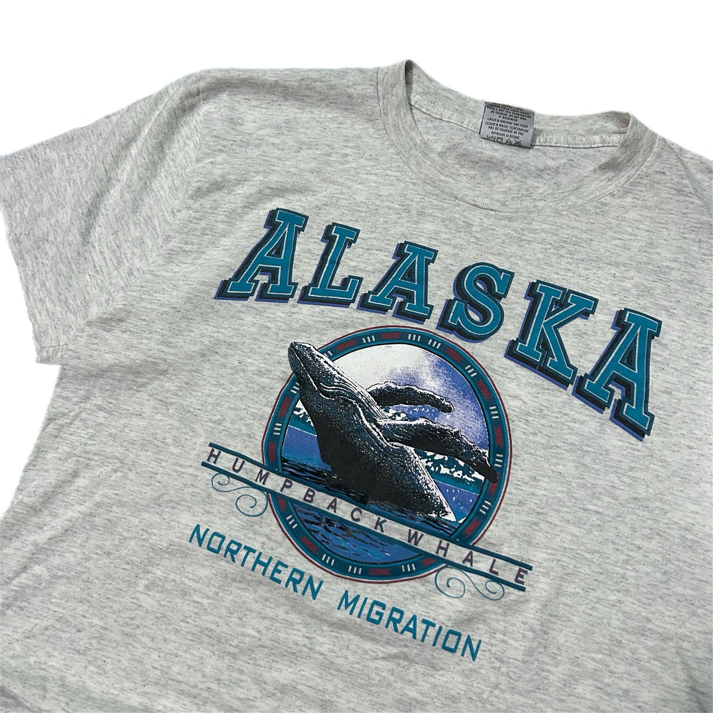 (XL) Vintage 90s Single Stitch Alaska Humpback Whale Grey Shirt