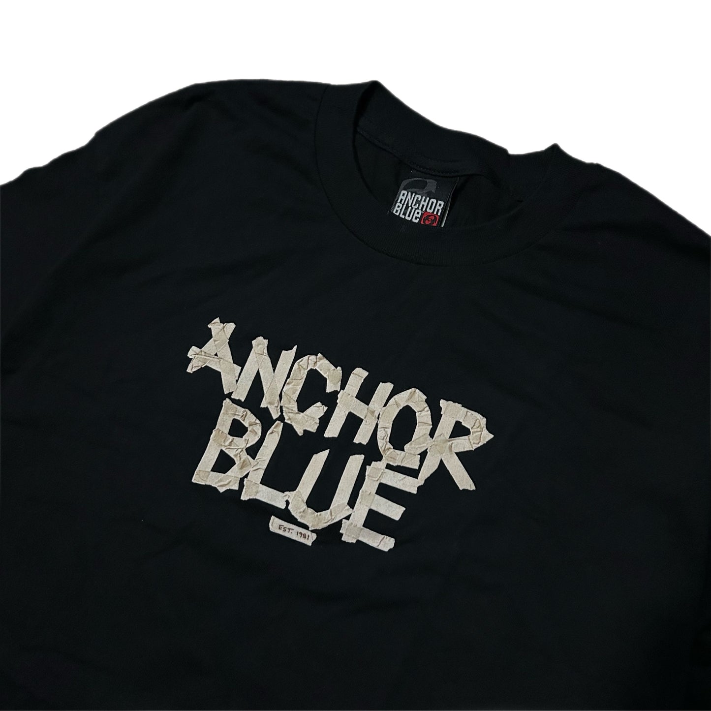 (L) Y2K Anchor Blue Tape Shirt