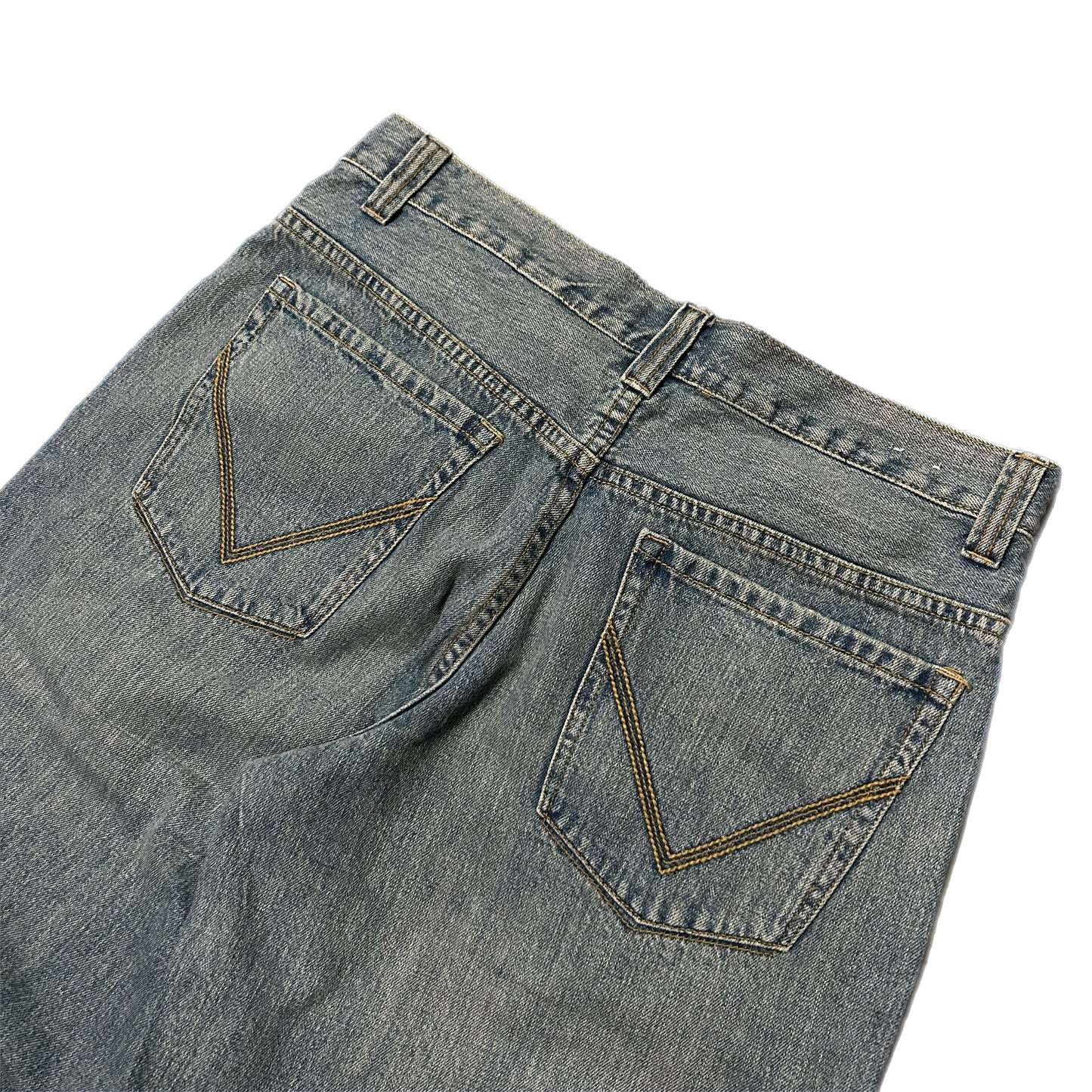 (34) Y2K Anchor Blue Baggy Denim