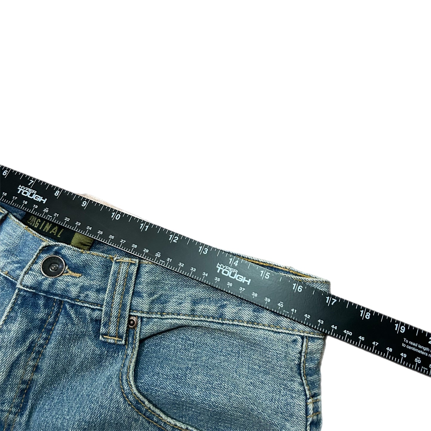 (34) Y2K Anchor Blue Baggy Denim