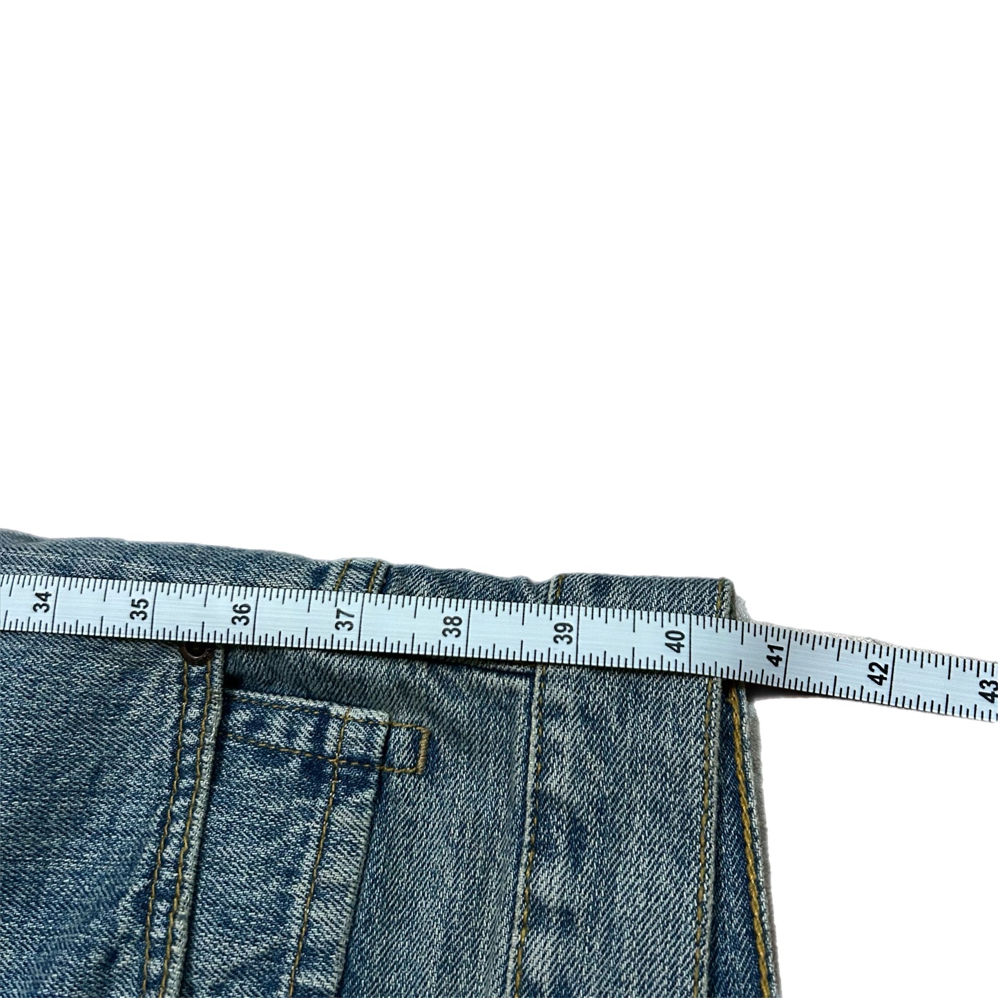 (34) Y2K Anchor Blue Baggy Denim