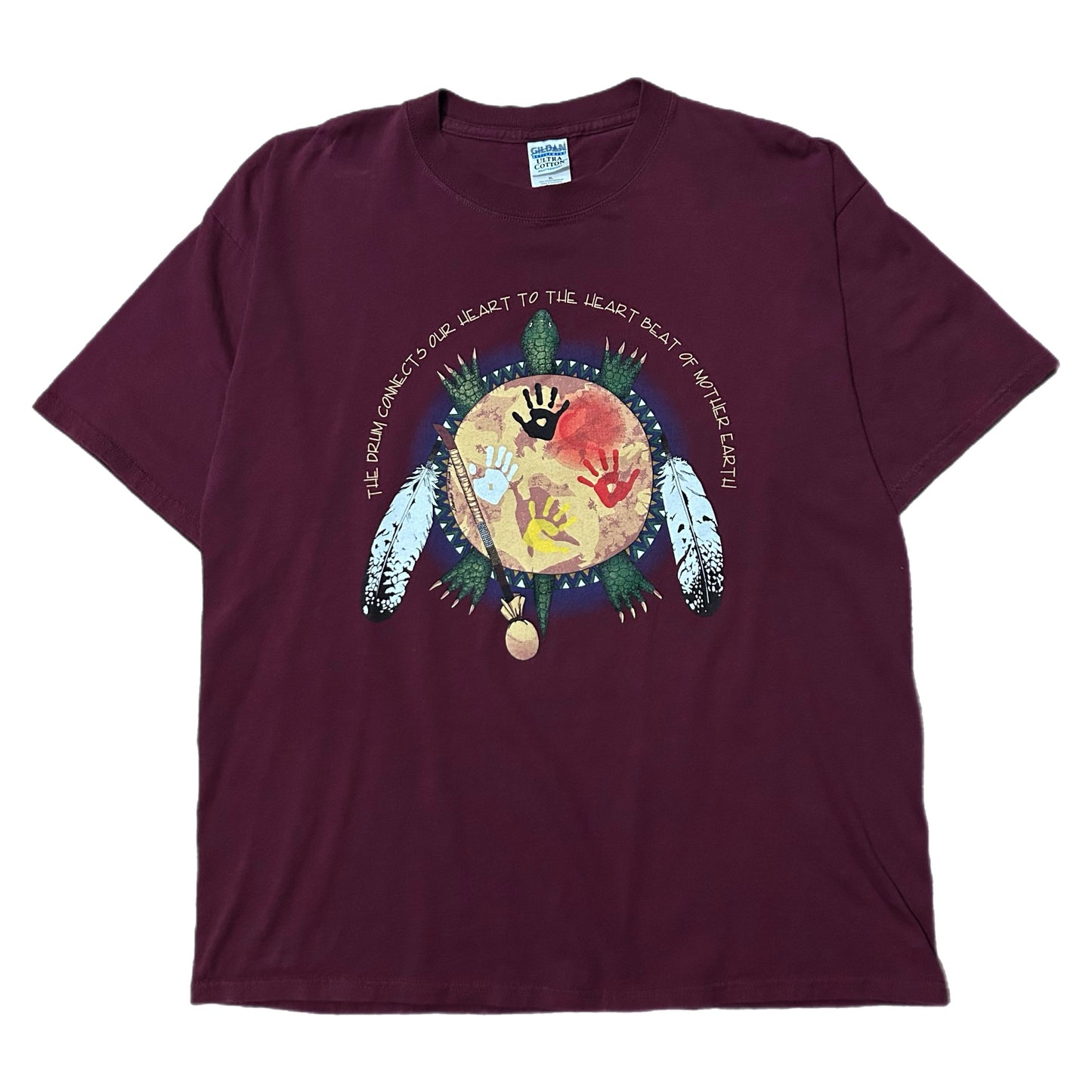 (XL) Vintage 90s Heartbreak Of Mother Earth Turtle Burgundy Shirt