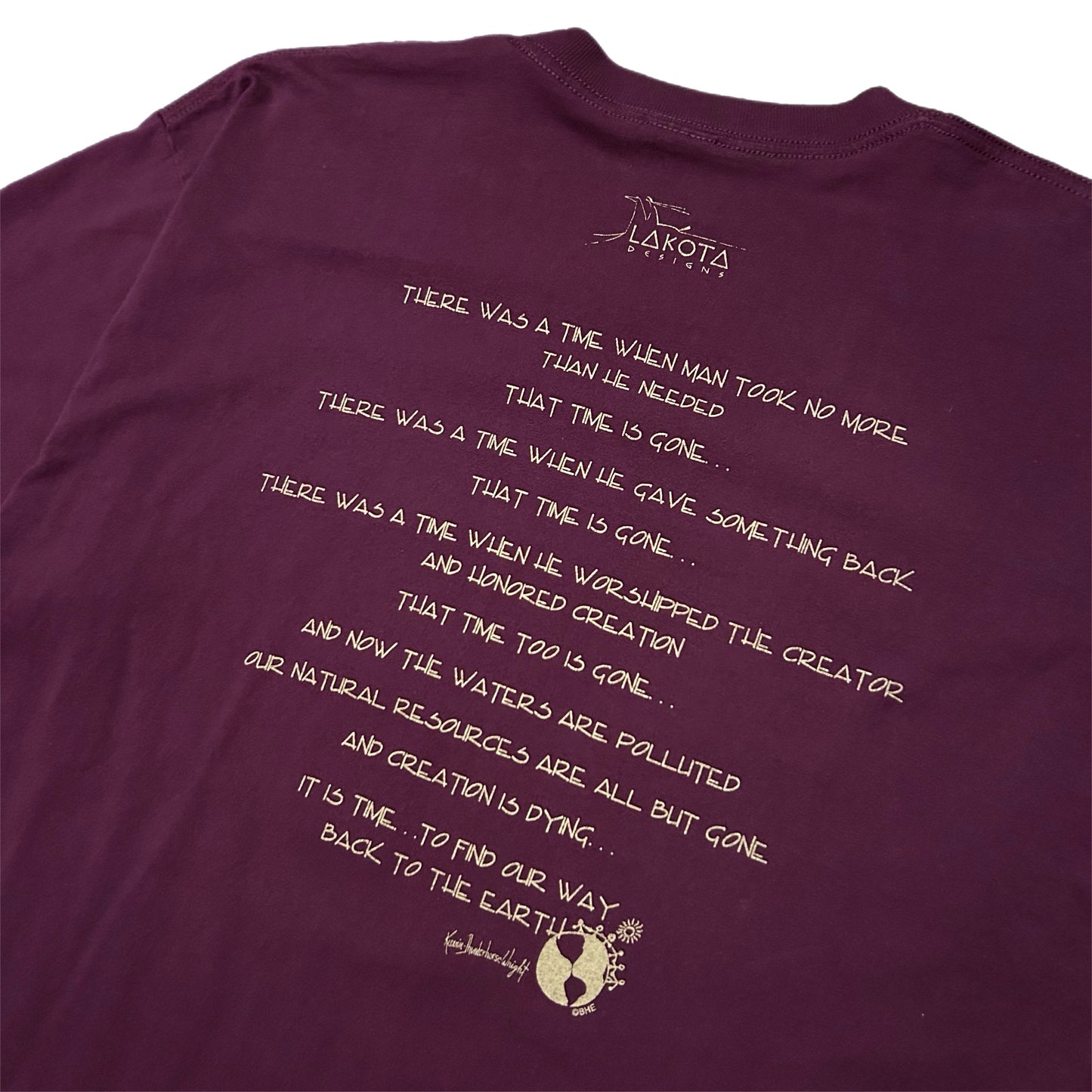 (XL) Vintage 90s Heartbreak Of Mother Earth Turtle Burgundy Shirt