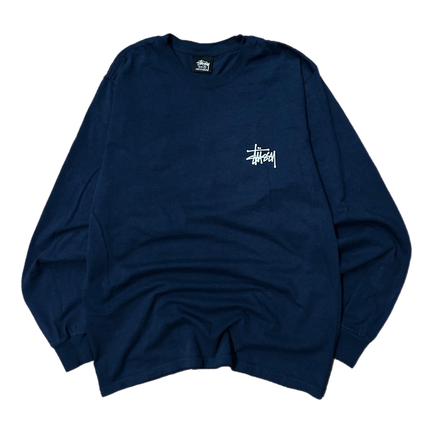 (M) Stussy Basic Long-Sleeve Navy Shirt