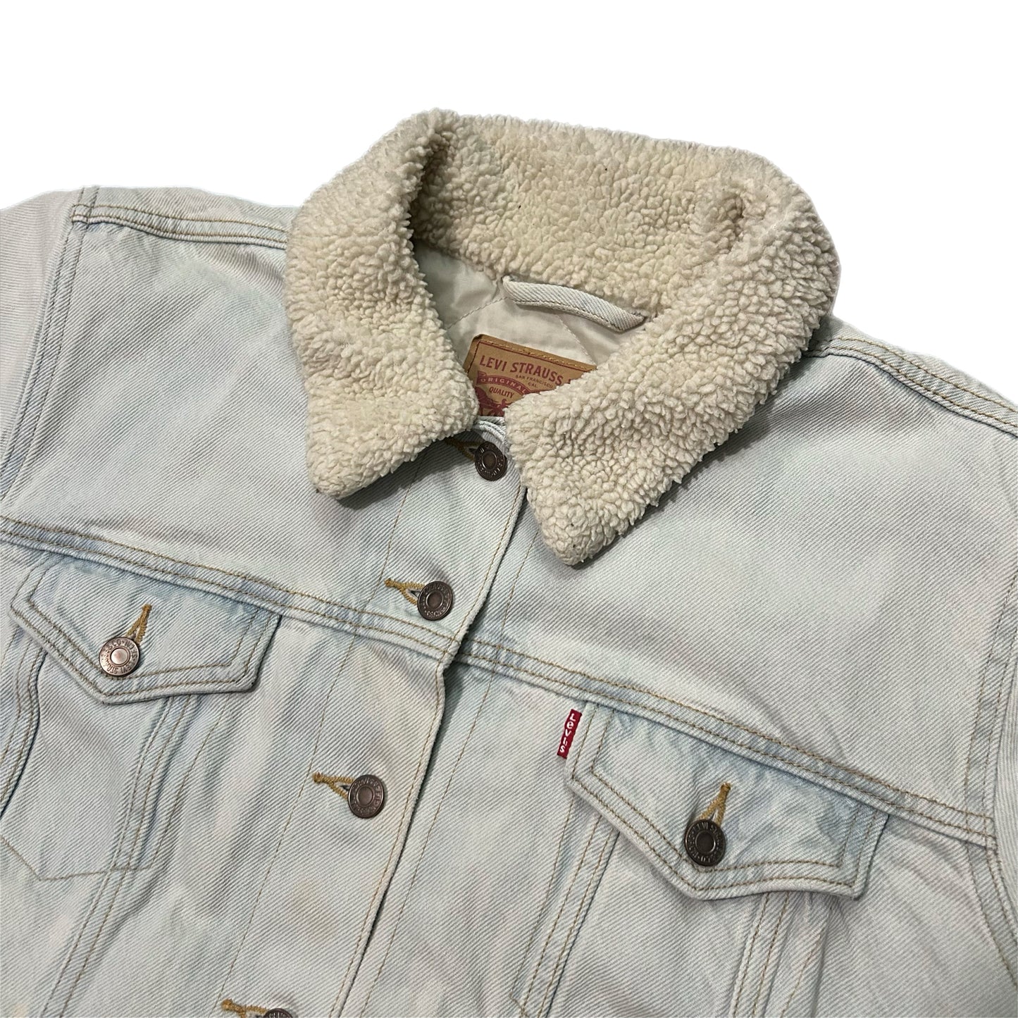 (2X) Levi's Blue Denim Light Wash Sherpa Jacket