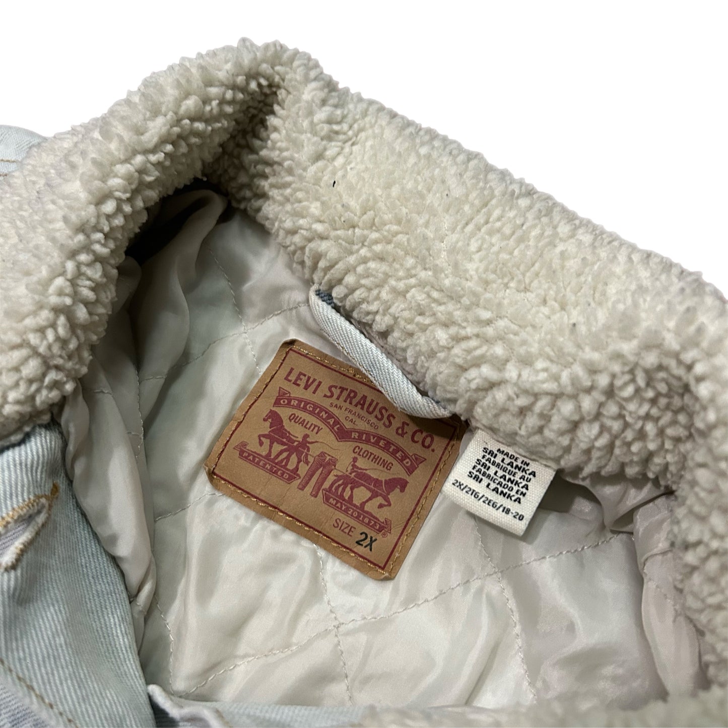 (2X) Levi's Blue Denim Light Wash Sherpa Jacket