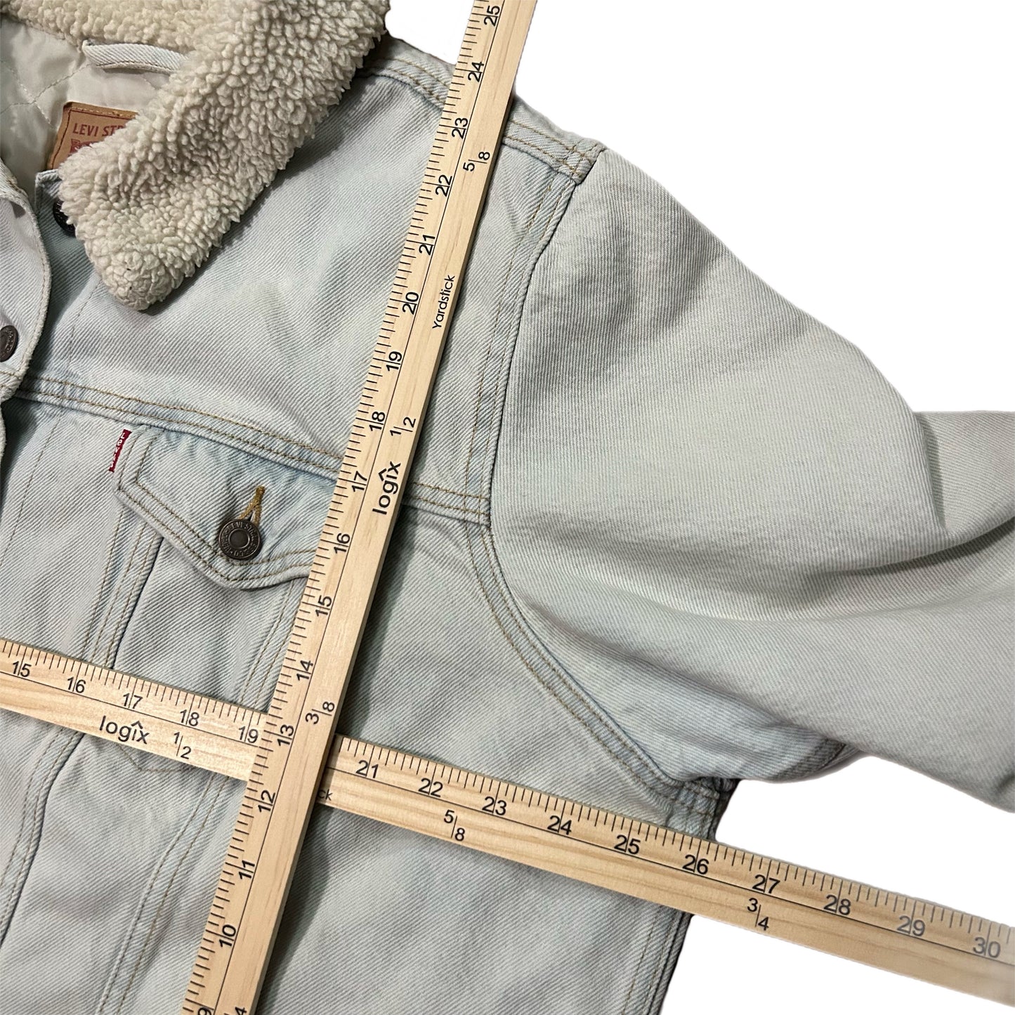 (2X) Levi's Blue Denim Light Wash Sherpa Jacket