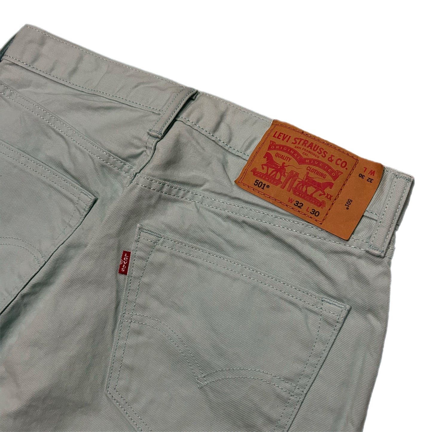 (32) Levi's 501 Light Blue Straight Fit Denim