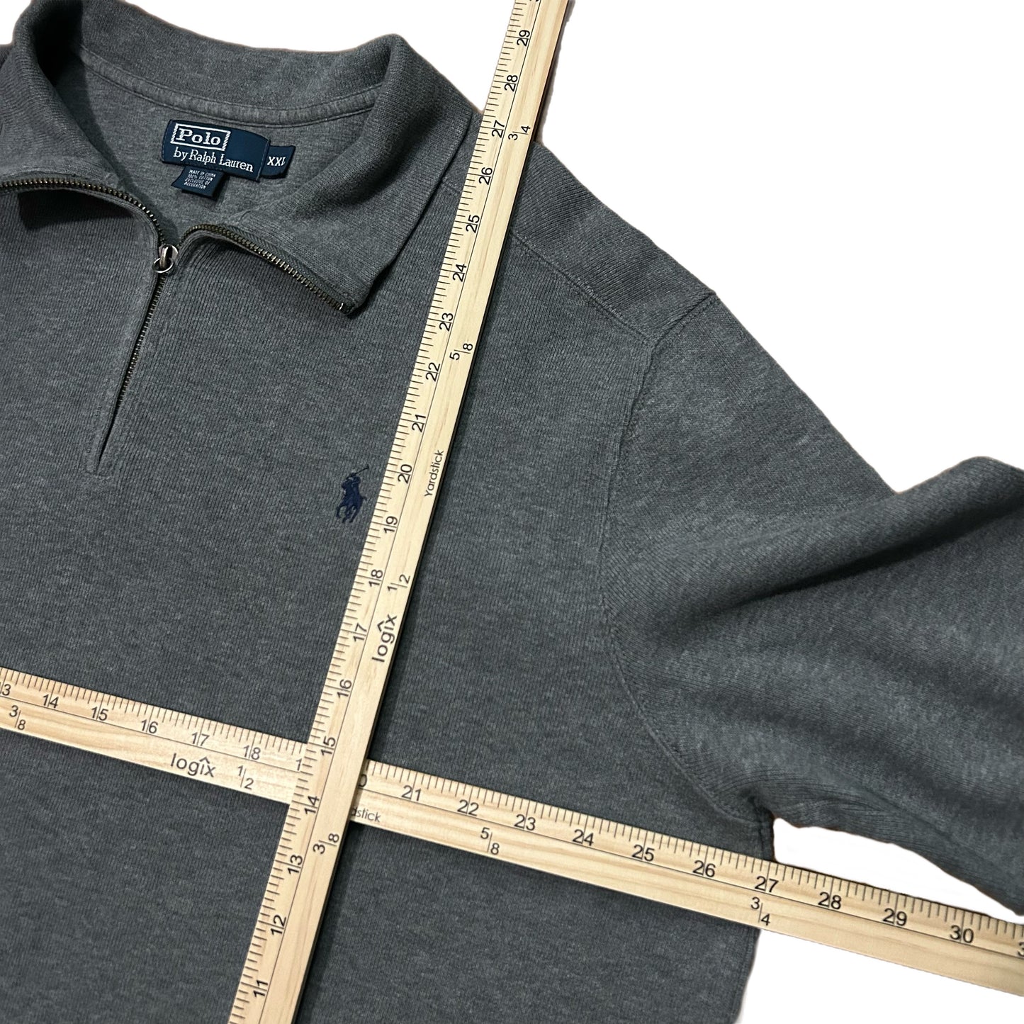 (XXL) Vintage Ralph Lauren Polo Grey Quarter-Zip Pullover