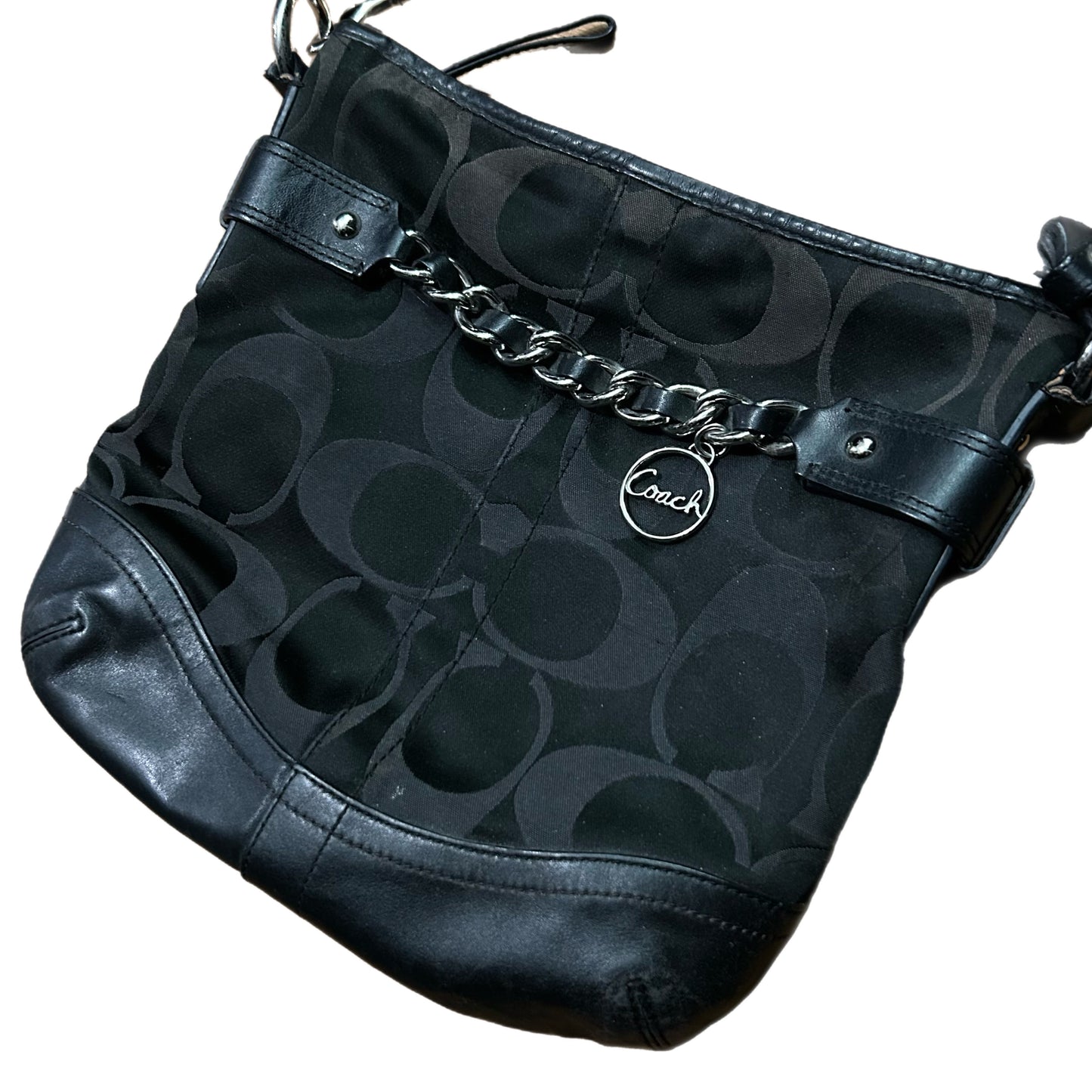 (OS) Coach Optic Black Chain Signature Convertible Black Cross Bag