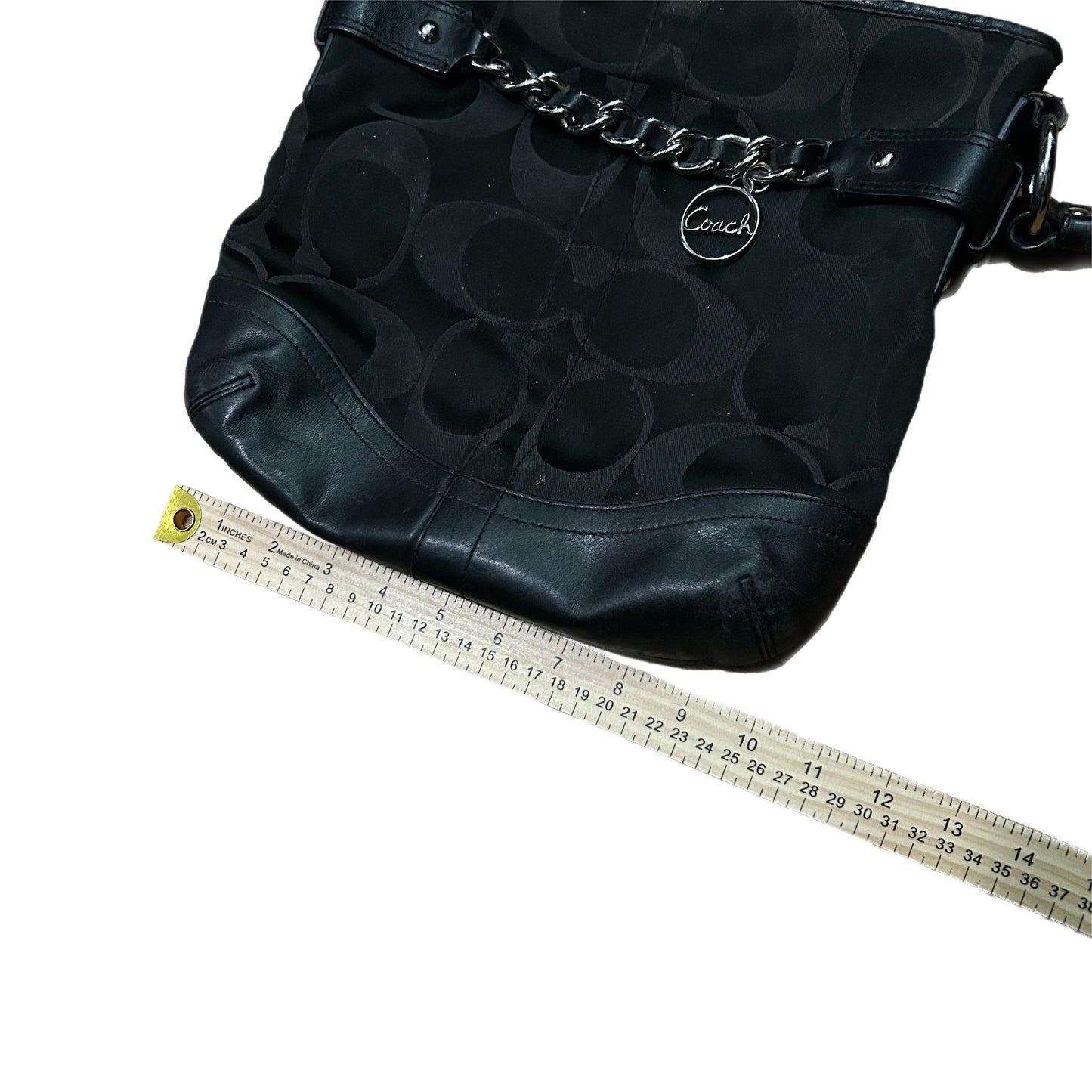 (OS) Coach Optic Black Chain Signature Convertible Black Cross Bag