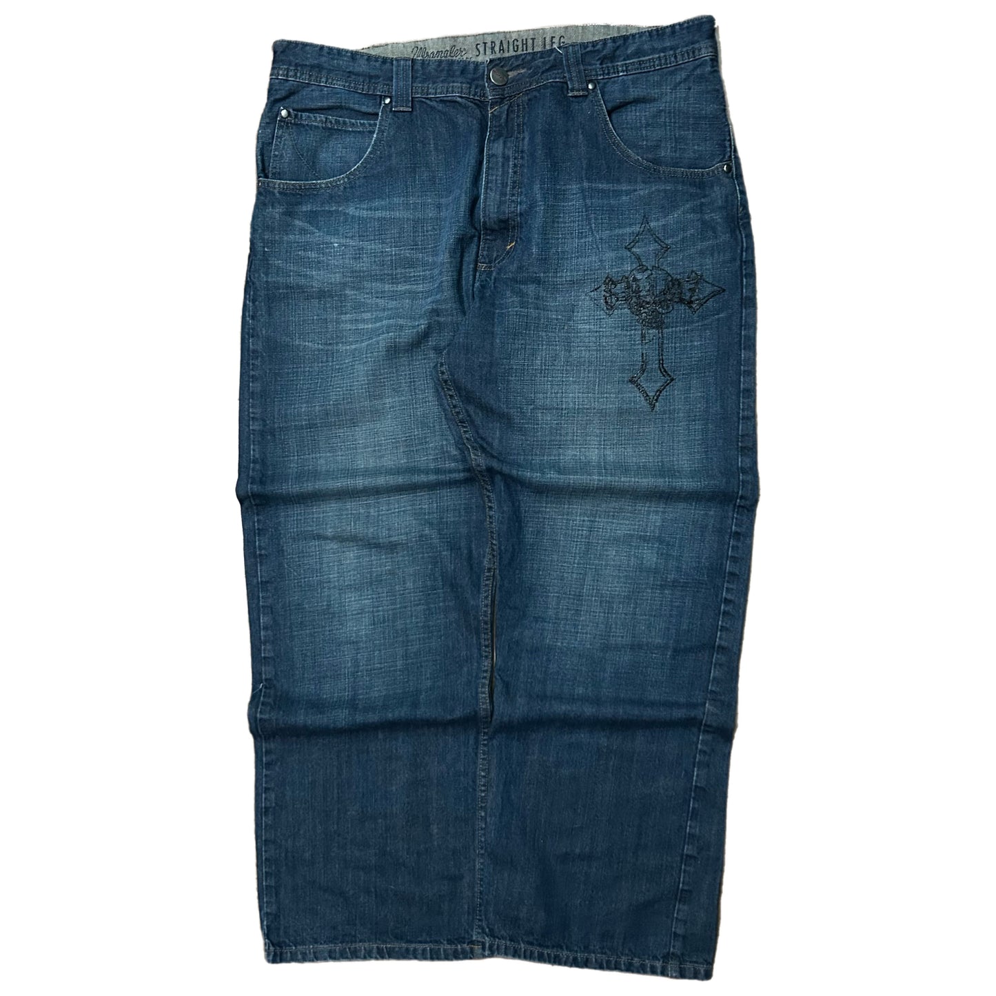 (38) Y2K Wrangler Dark Wash Straight Loose Fit Denim