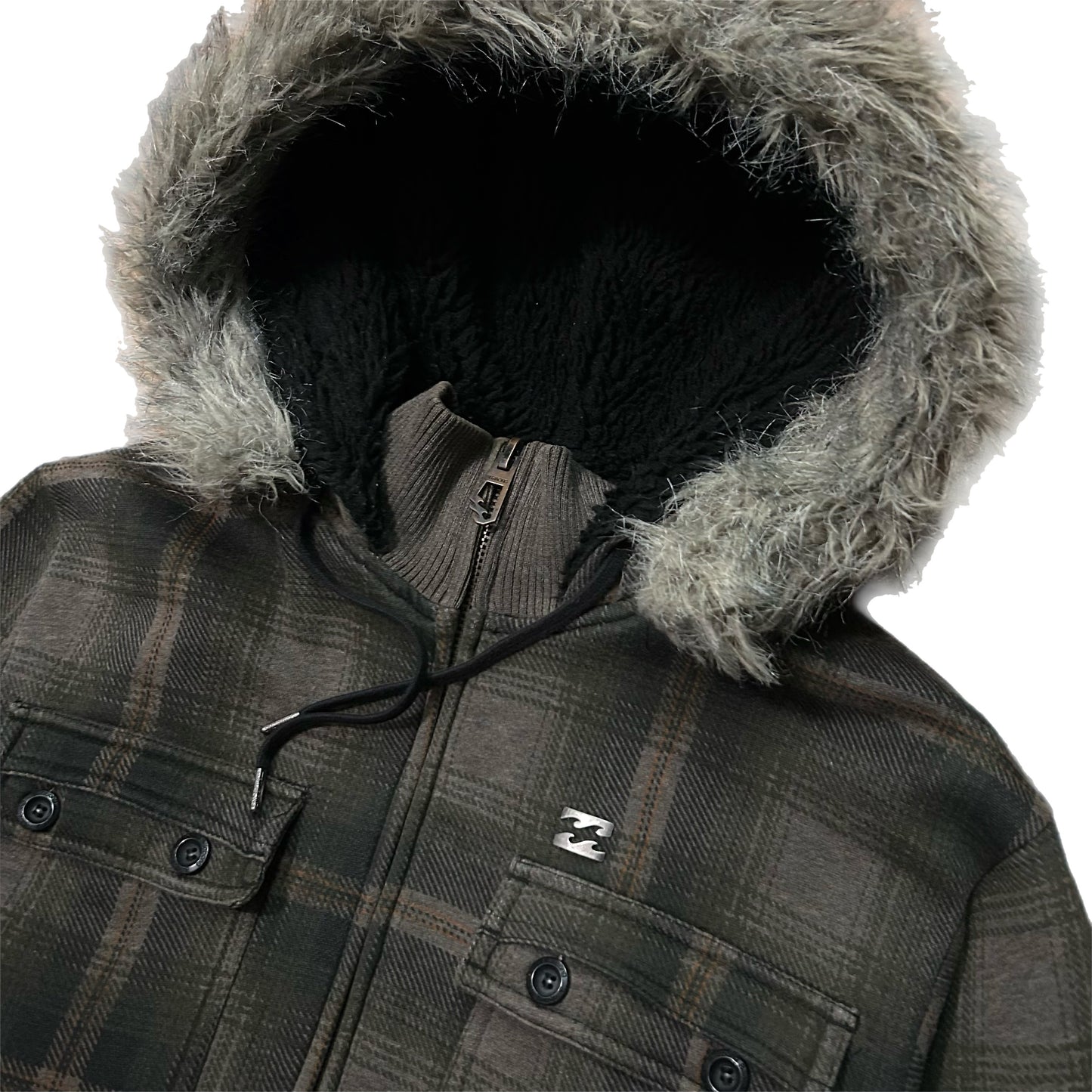 (M) Vintage Billabong Plaid Sherpa Jacket