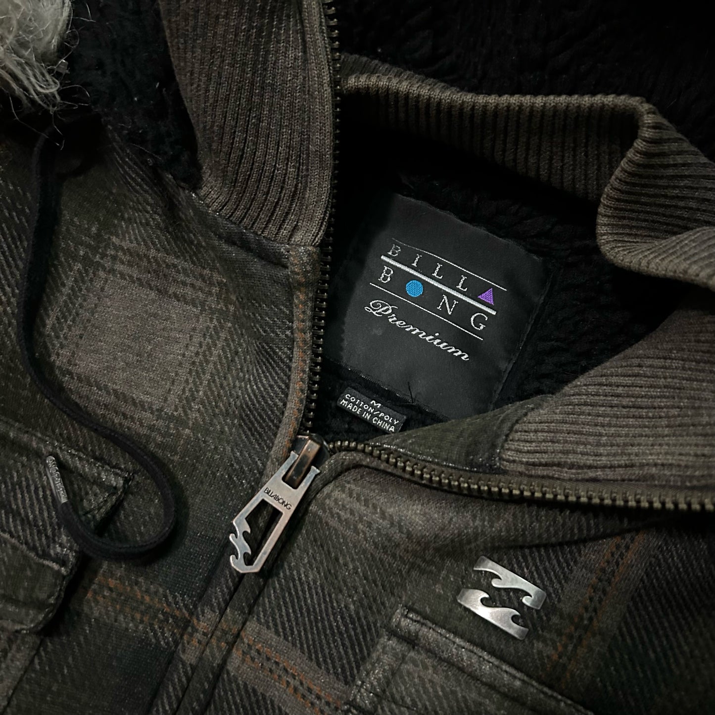 (M) Vintage Billabong Plaid Sherpa Jacket