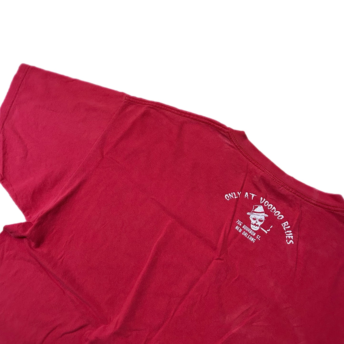 (XL) Vintage Voodoo Blues Skeleton Bones Red Shirt
