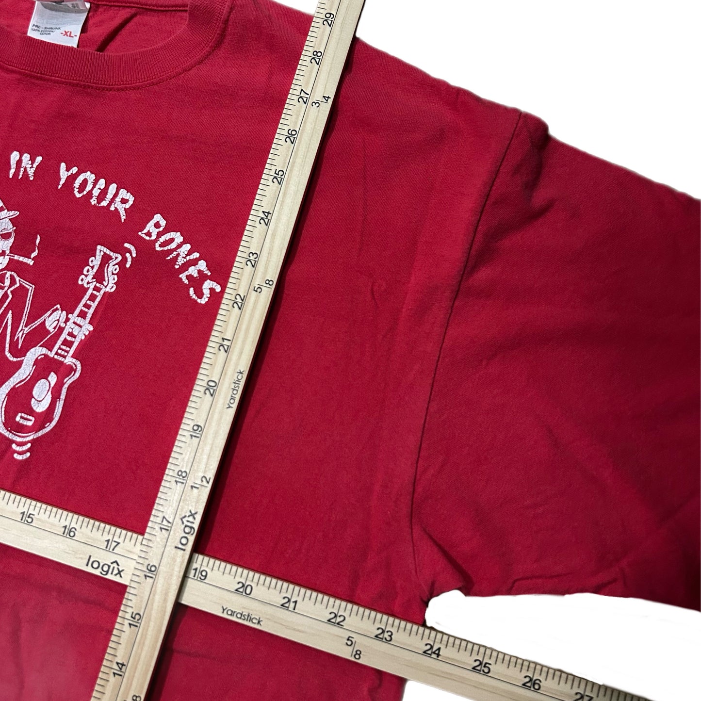 (XL) Vintage Voodoo Blues Skeleton Bones Red Shirt