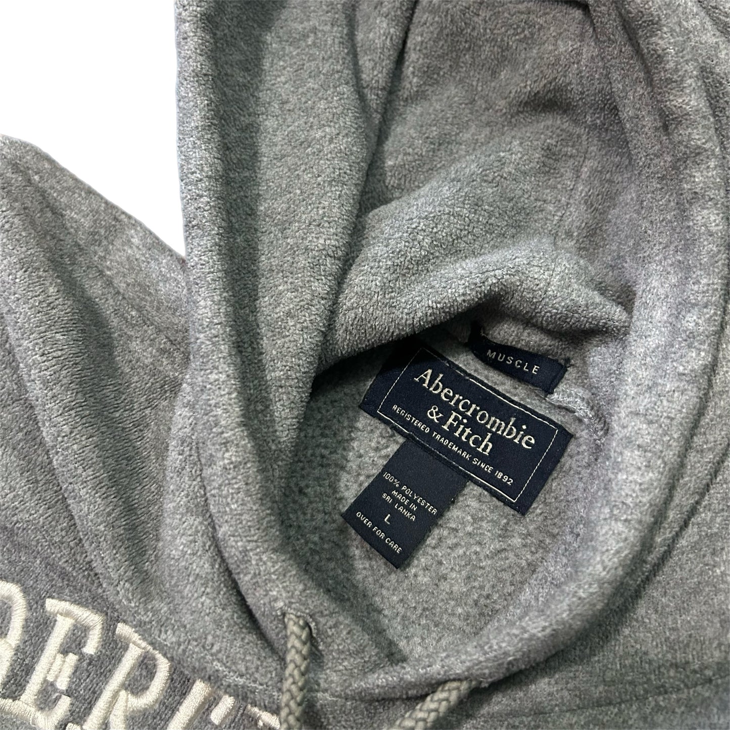 (L) Vintage Y2K Abercrombie & Fitch Grey Pullover Hoodie