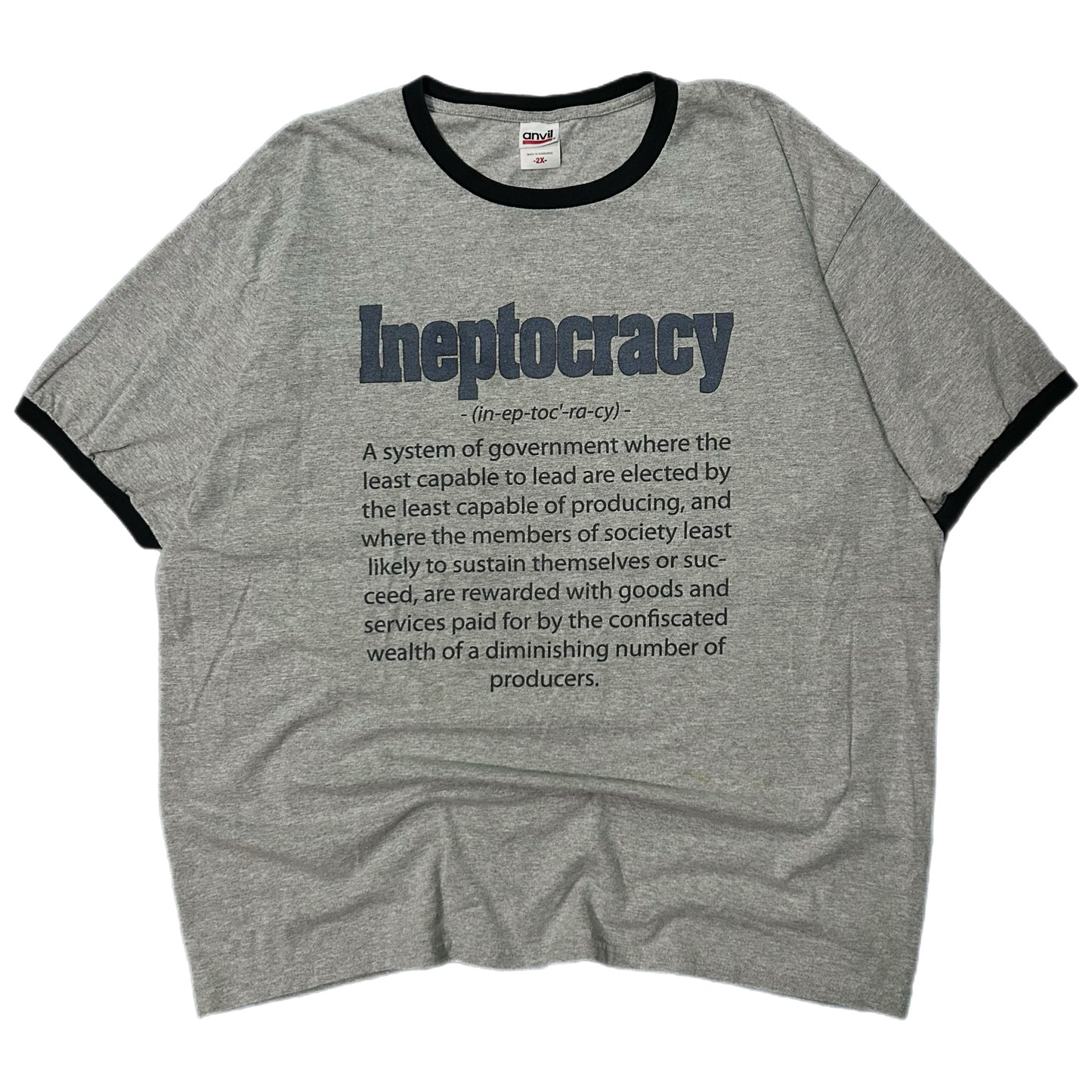 (XXL) Vintage Ineptocracy Definition Grey Shirt