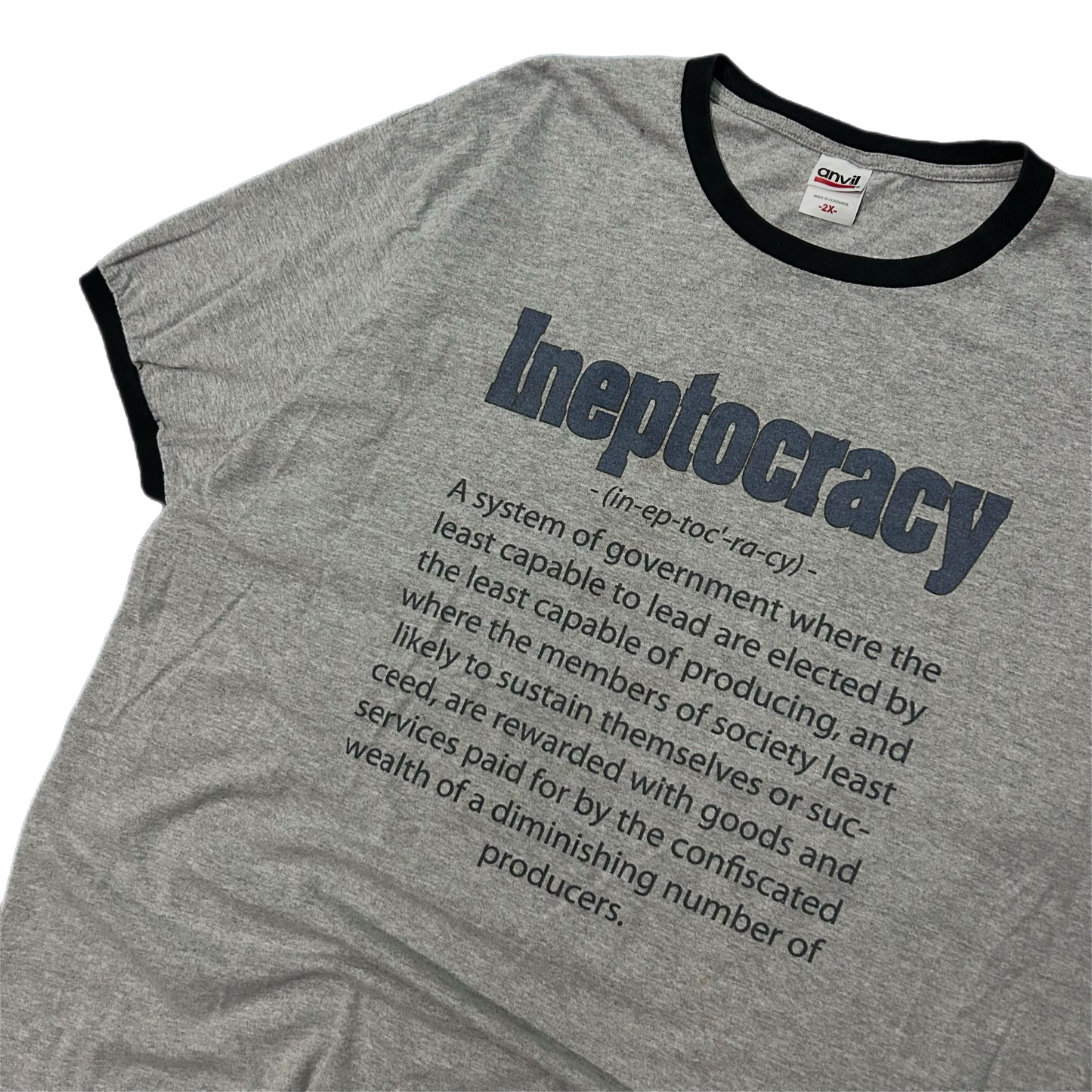 (XXL) Vintage Ineptocracy Definition Grey Shirt