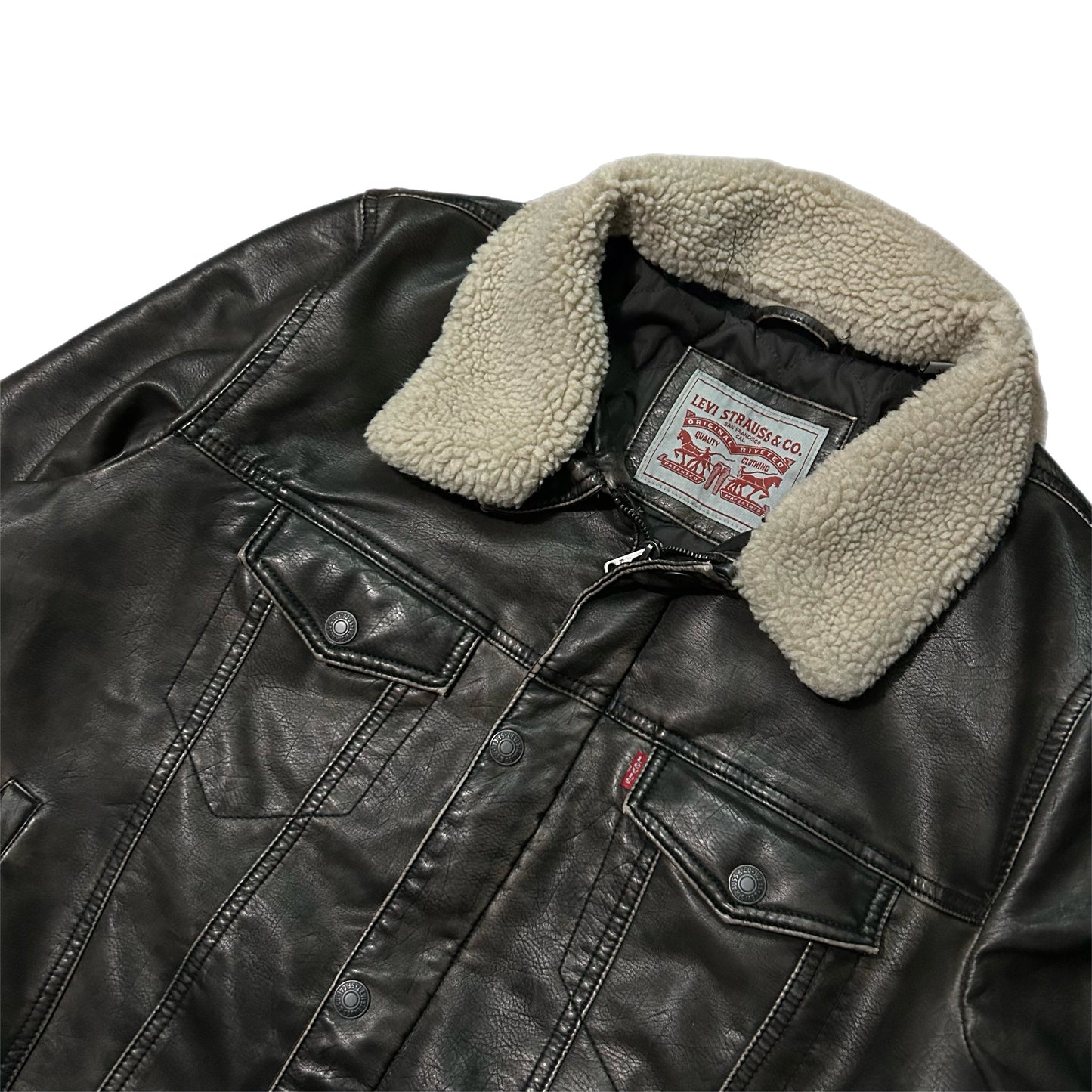 (XL) Levi's Faux Leather Trucker Jacket
