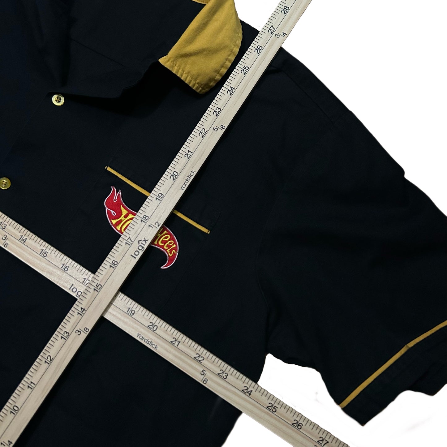 (L) Vintage Hot Wheels Logo Embroidery Bowling Shirt