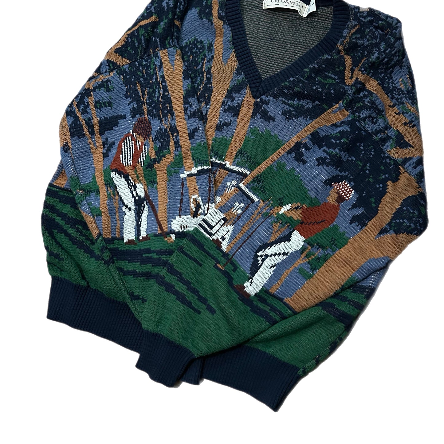 (L) Vintage Crossings Golf Scene Pullover Sweater