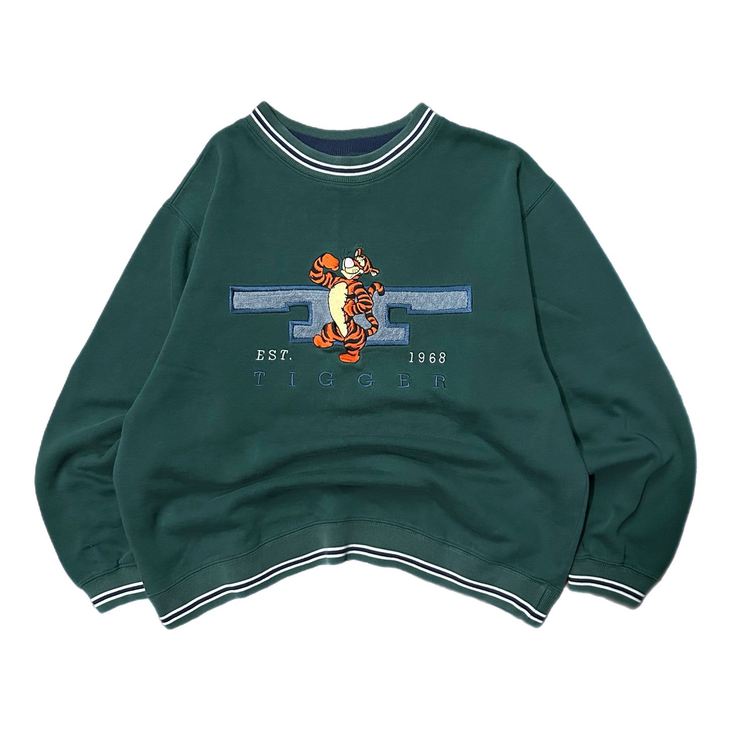 (M) Y2K Disney Tigger Embroidered Green Pullover