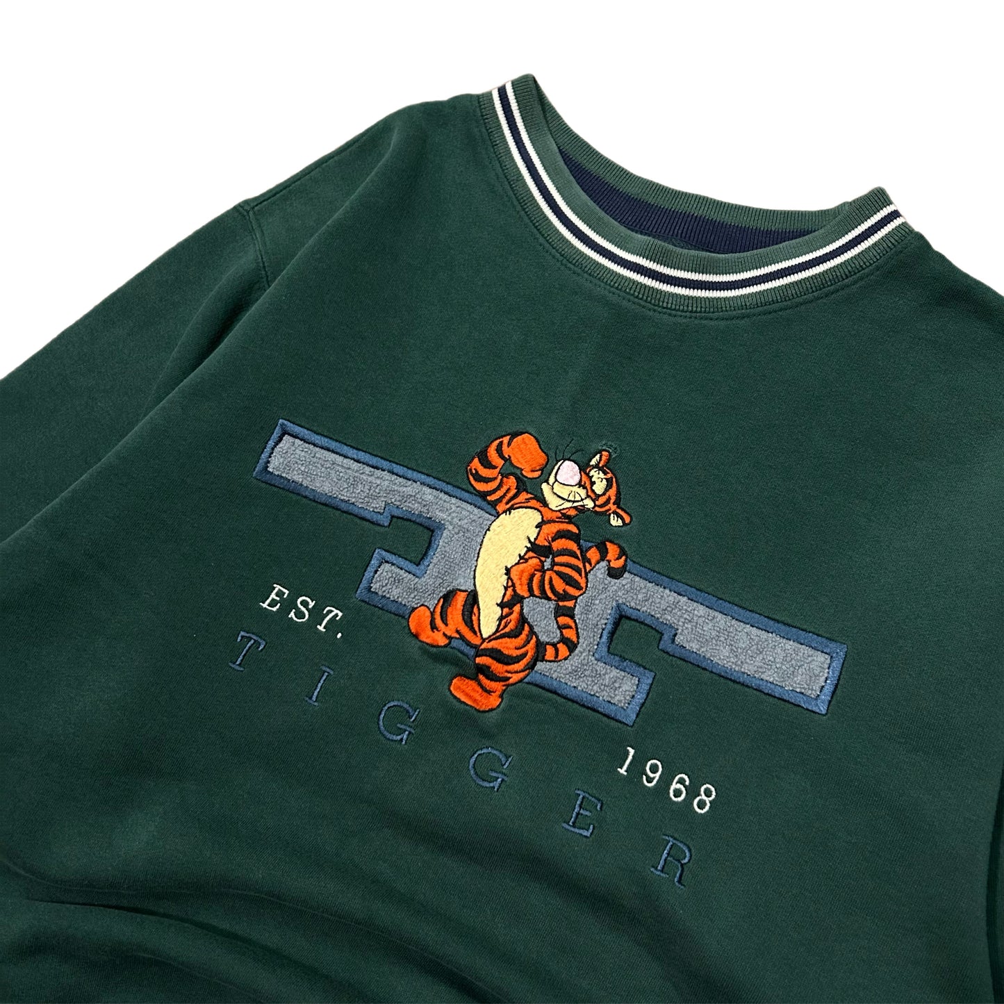 (M) Y2K Disney Tigger Embroidered Green Pullover