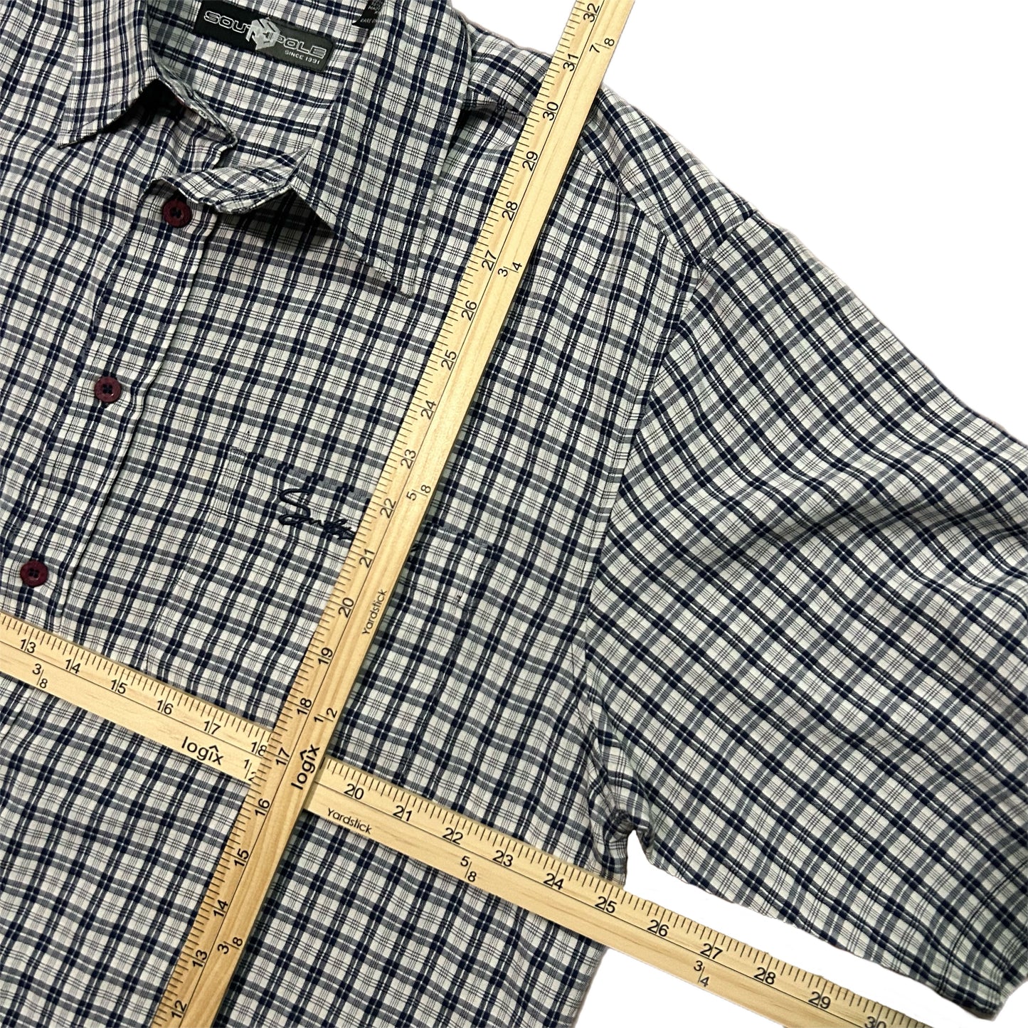 (L) Y2K South Pole Plaid Button-Up