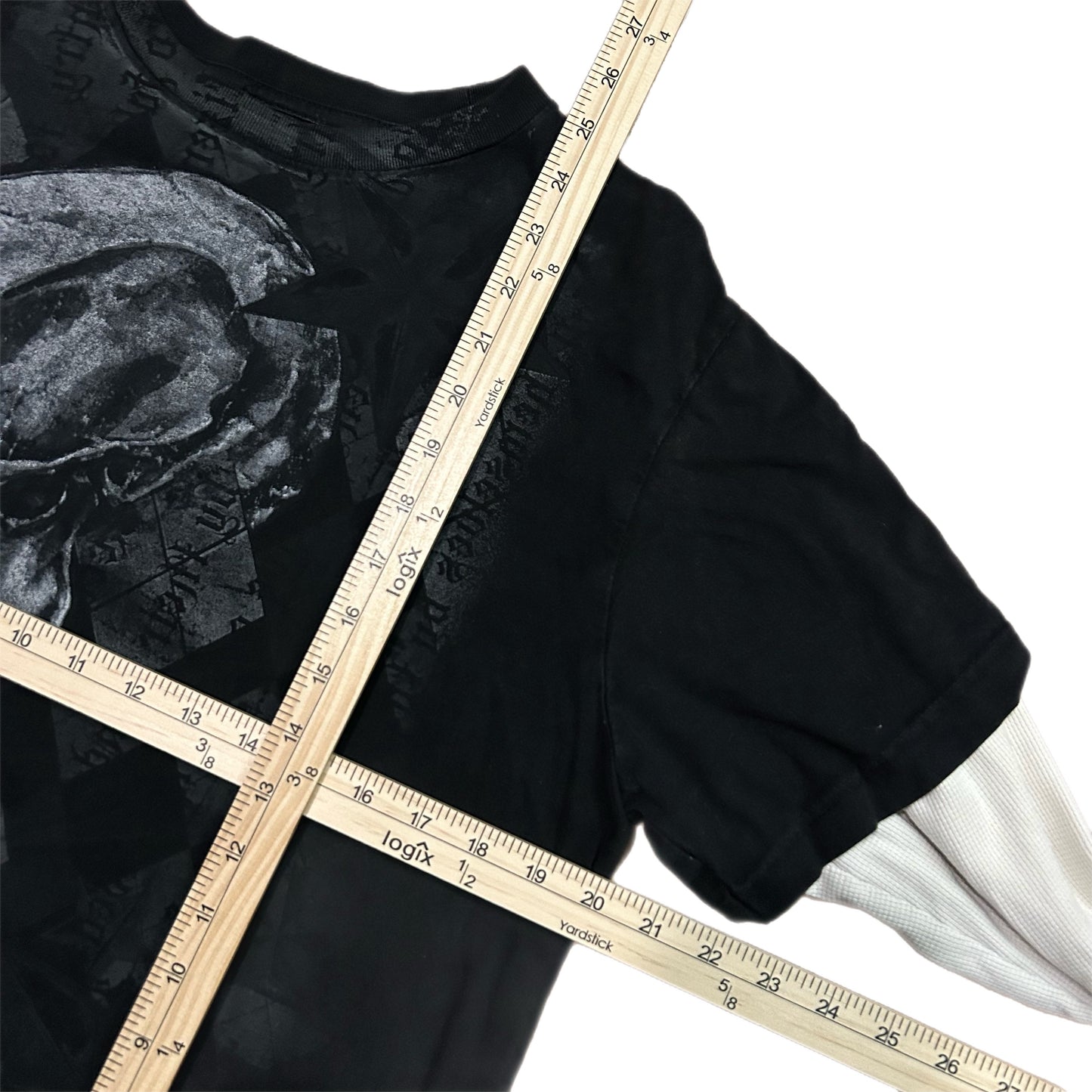 (M) Y2K Skull Double Layer Long Sleeve